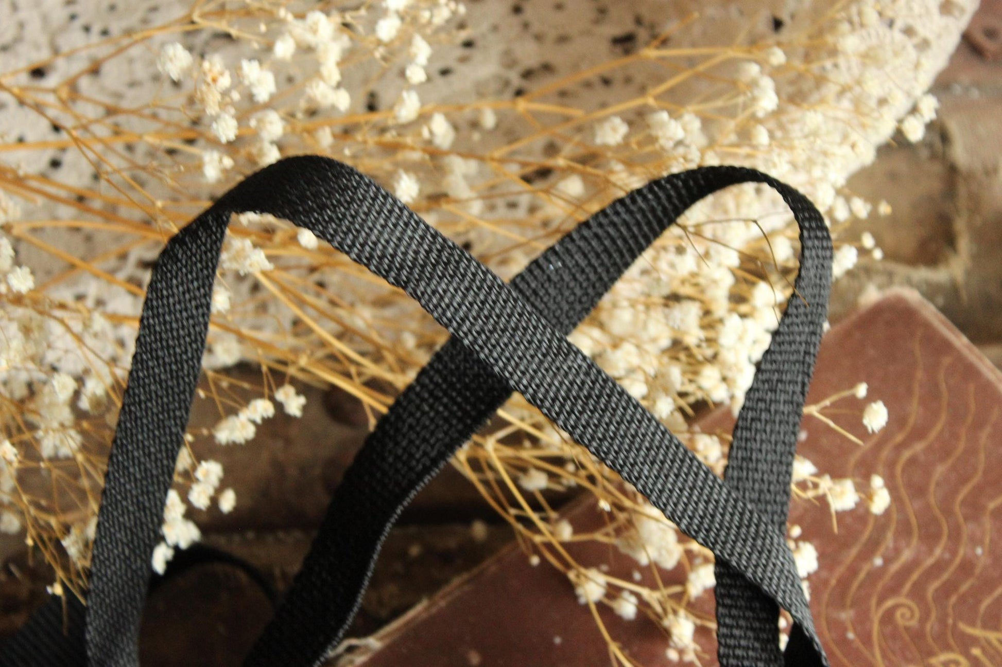 Heavy Duty Black Nylon Webbing: 3/4" Wide, Three Yards