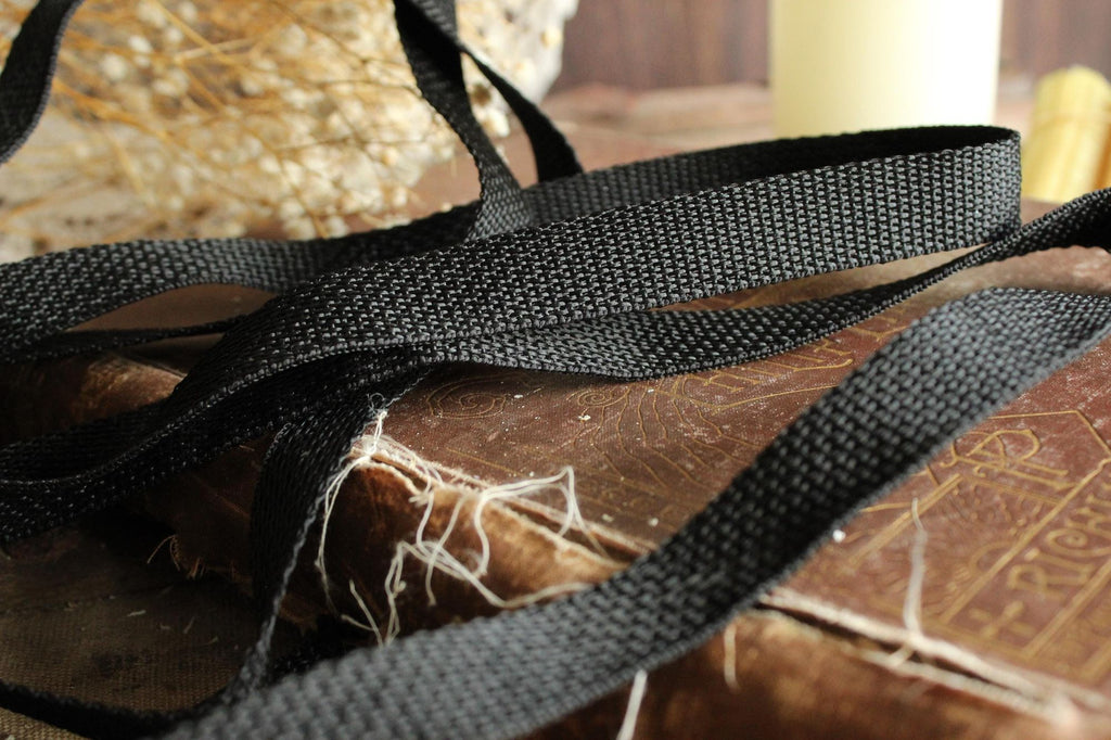 Heavy Duty Black Nylon Webbing: 3/4" Wide, Three Yards