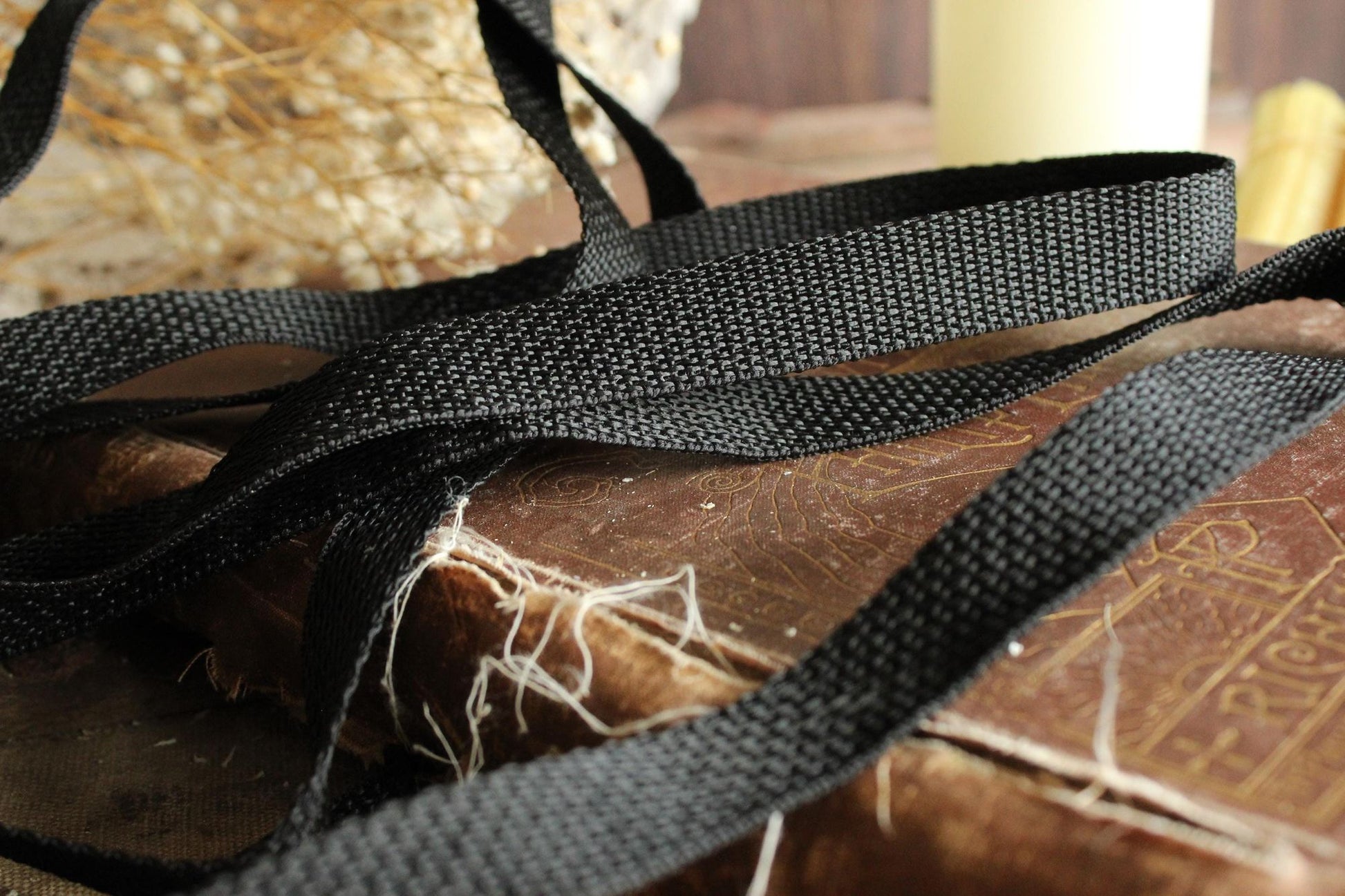 Heavy Duty Black Nylon Webbing: 3/4" Wide, Three Yards