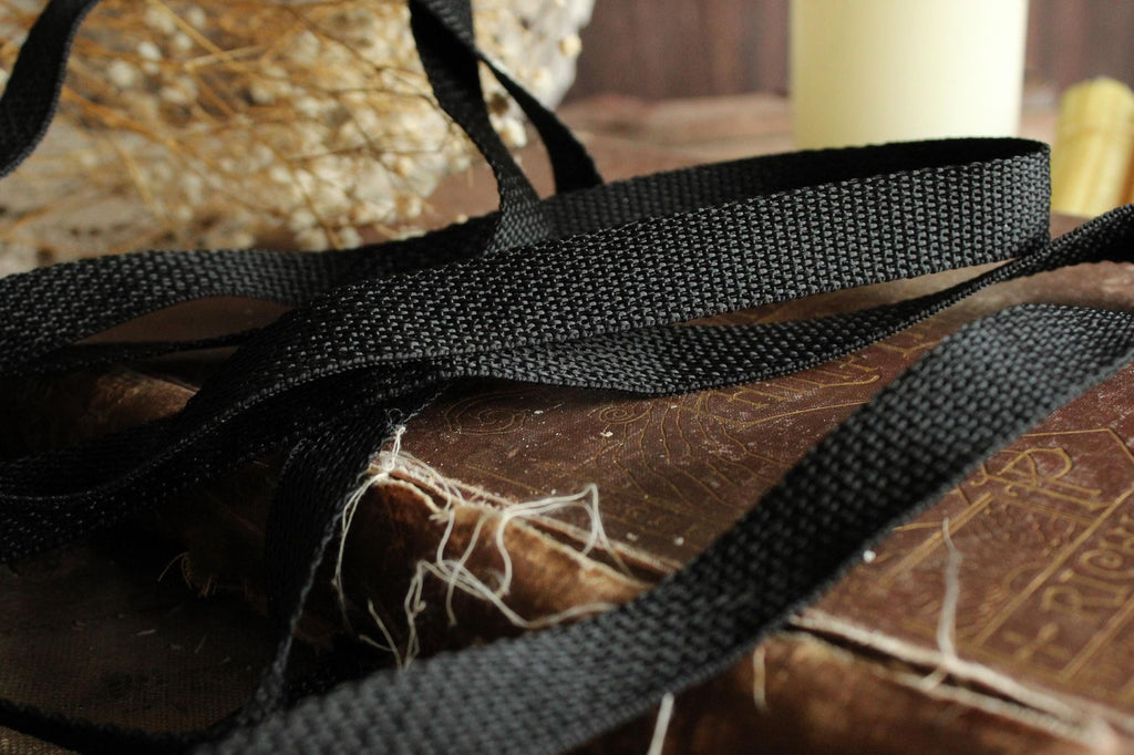 Heavy Duty Black Nylon Webbing: 3/4" Wide, Three Yards