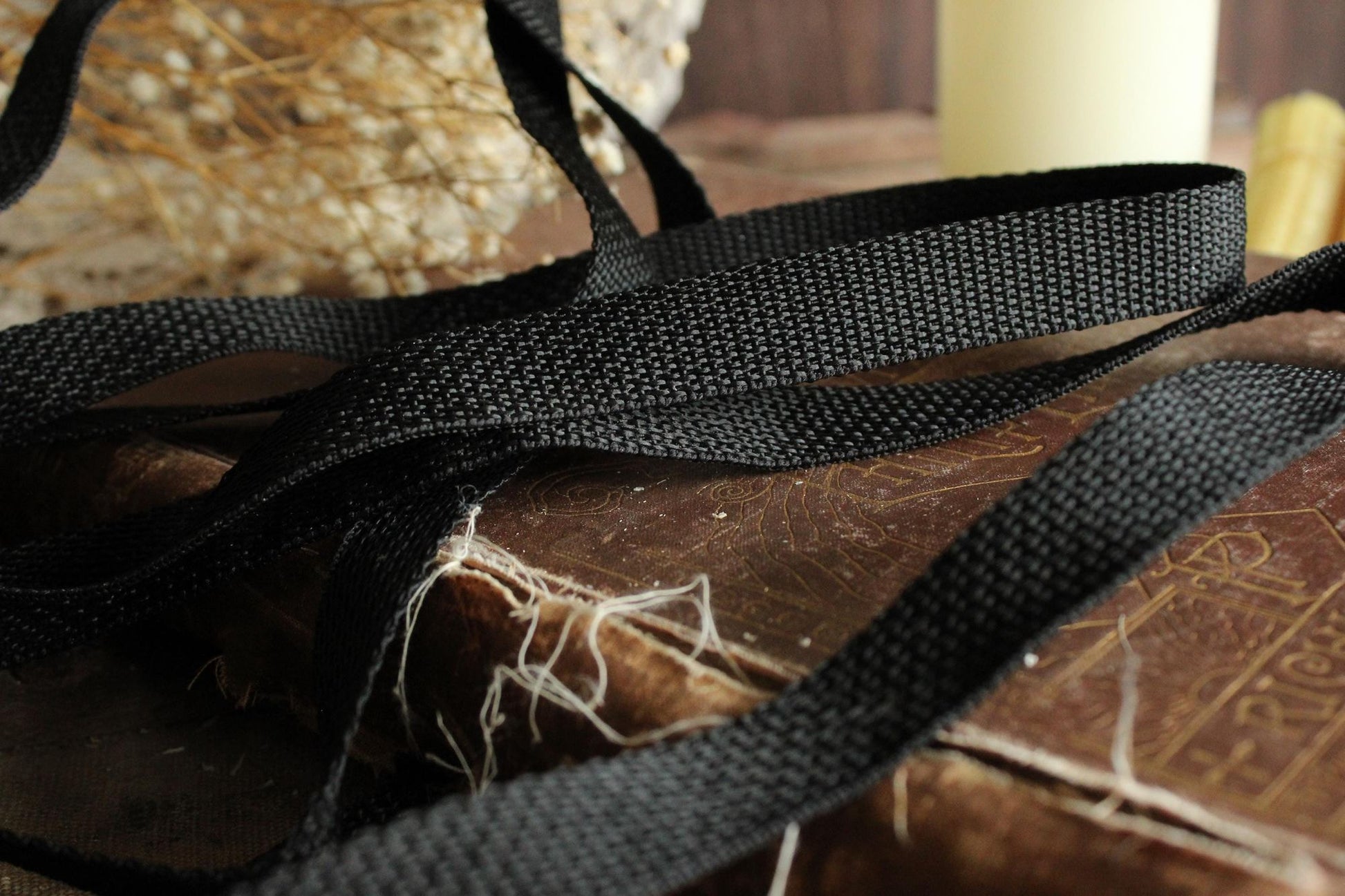 Heavy Duty Black Nylon Webbing: 3/4" Wide, Three Yards