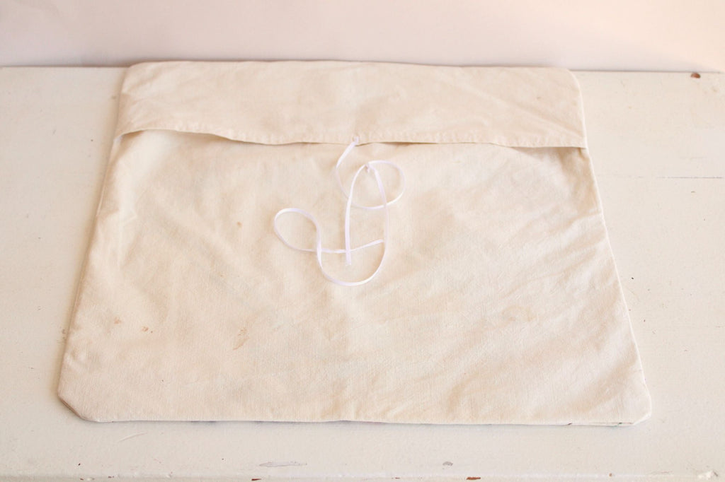 Vintage 1940s  Embroidered Lady And Flowers Pillowcase