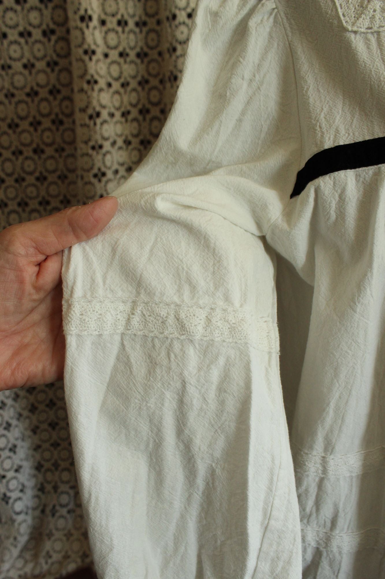 Vintage Style White Chemise Dress, Size M, Victorian Inspired babydoll Frock,