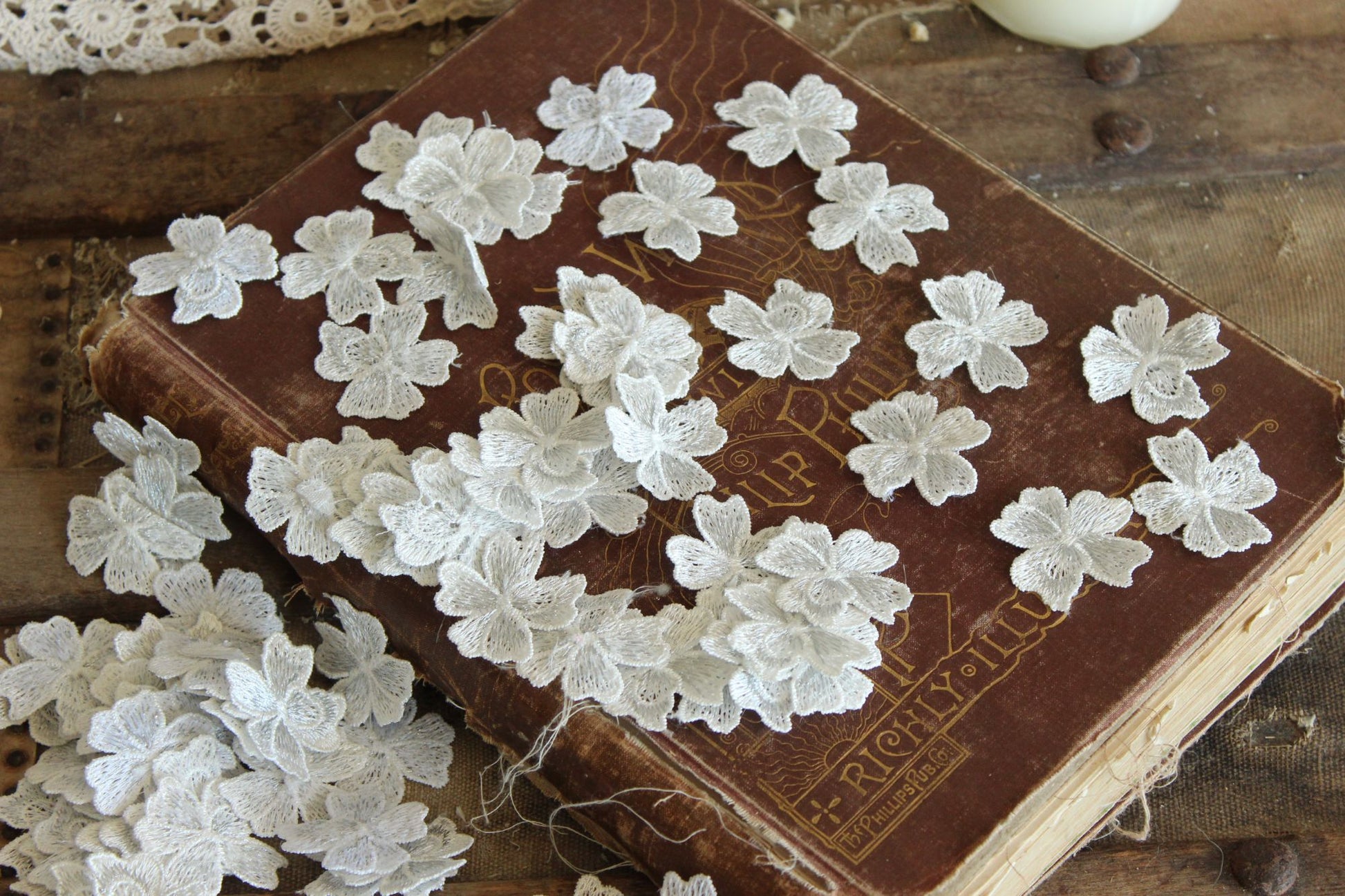 Silver Blue Flower Appliques, One Dozen ( 12), 1.5" Diameter