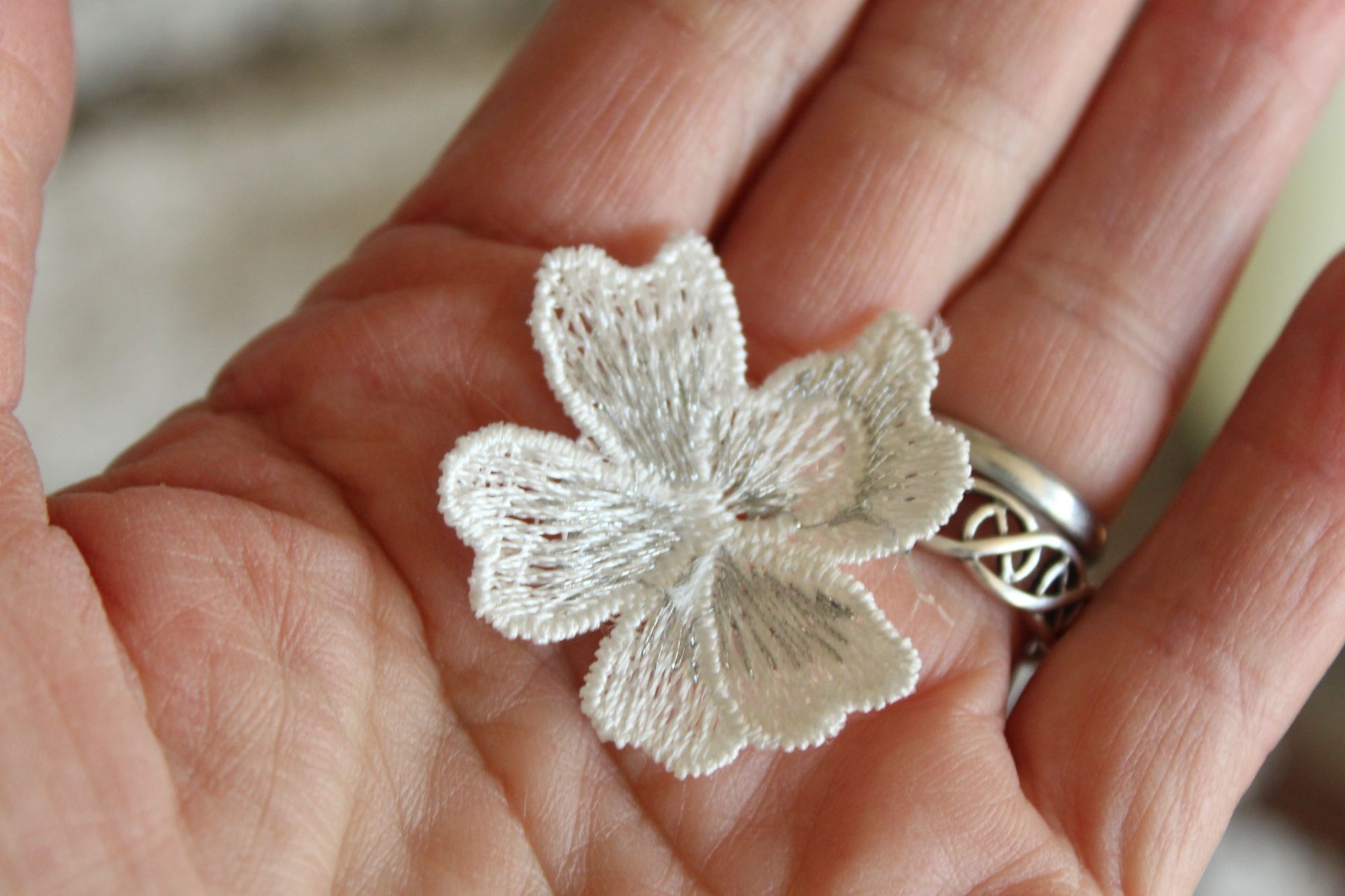 Silver Blue Flower Appliques, One Dozen ( 12), 1.5" Diameter