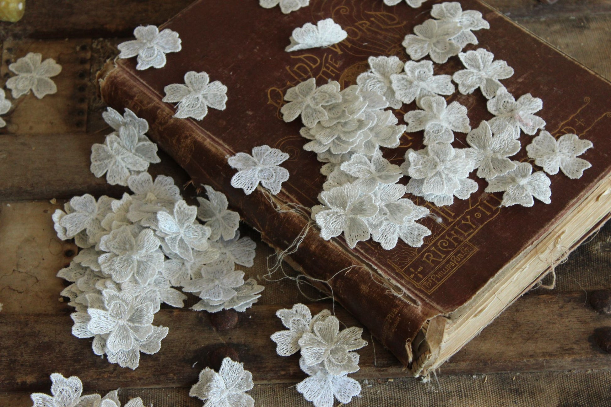 Silver Blue Flower Appliques, One Dozen ( 12), 1.5" Diameter