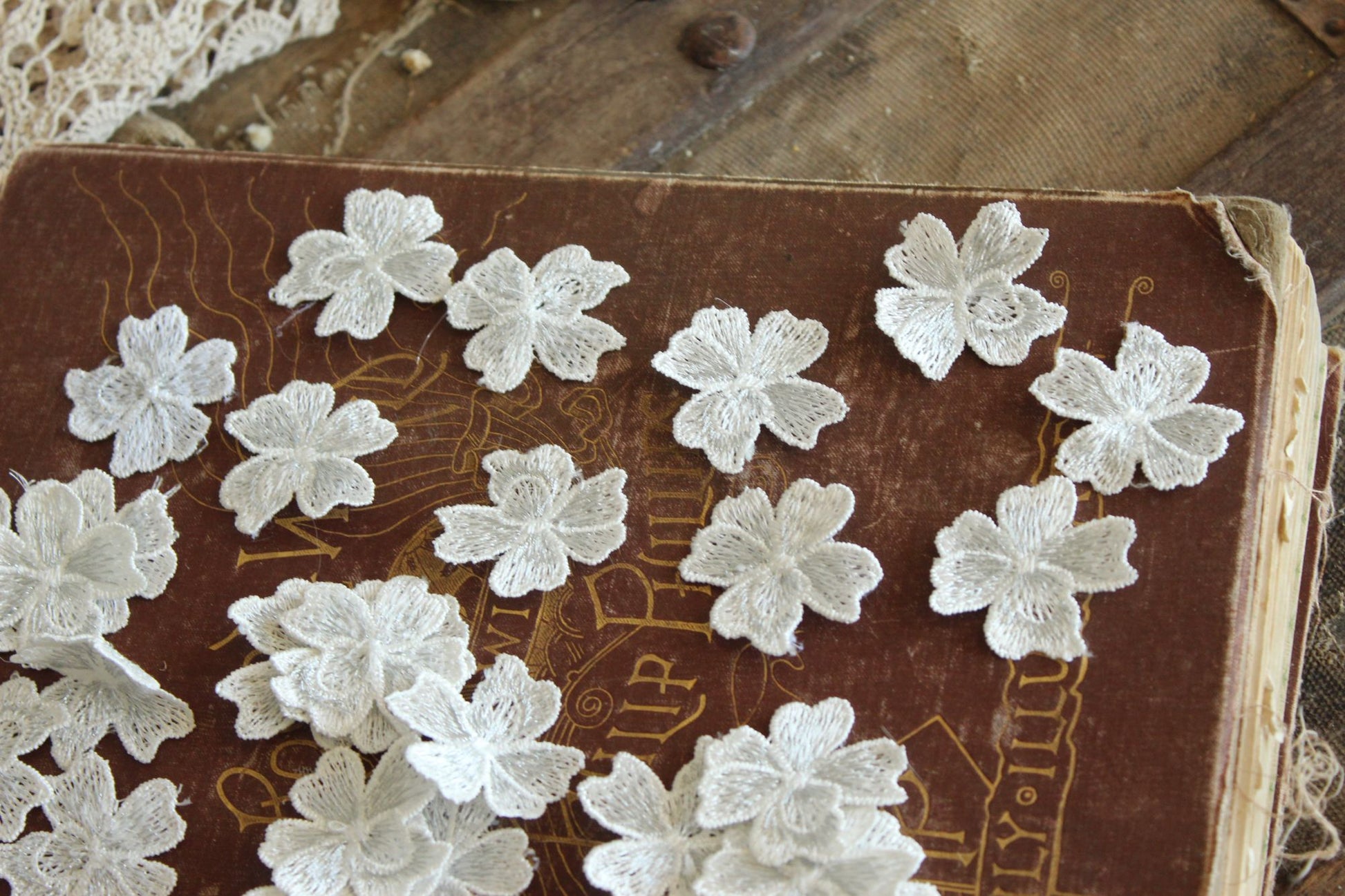 Silver Blue Flower Appliques, One Dozen ( 12), 1.5" Diameter