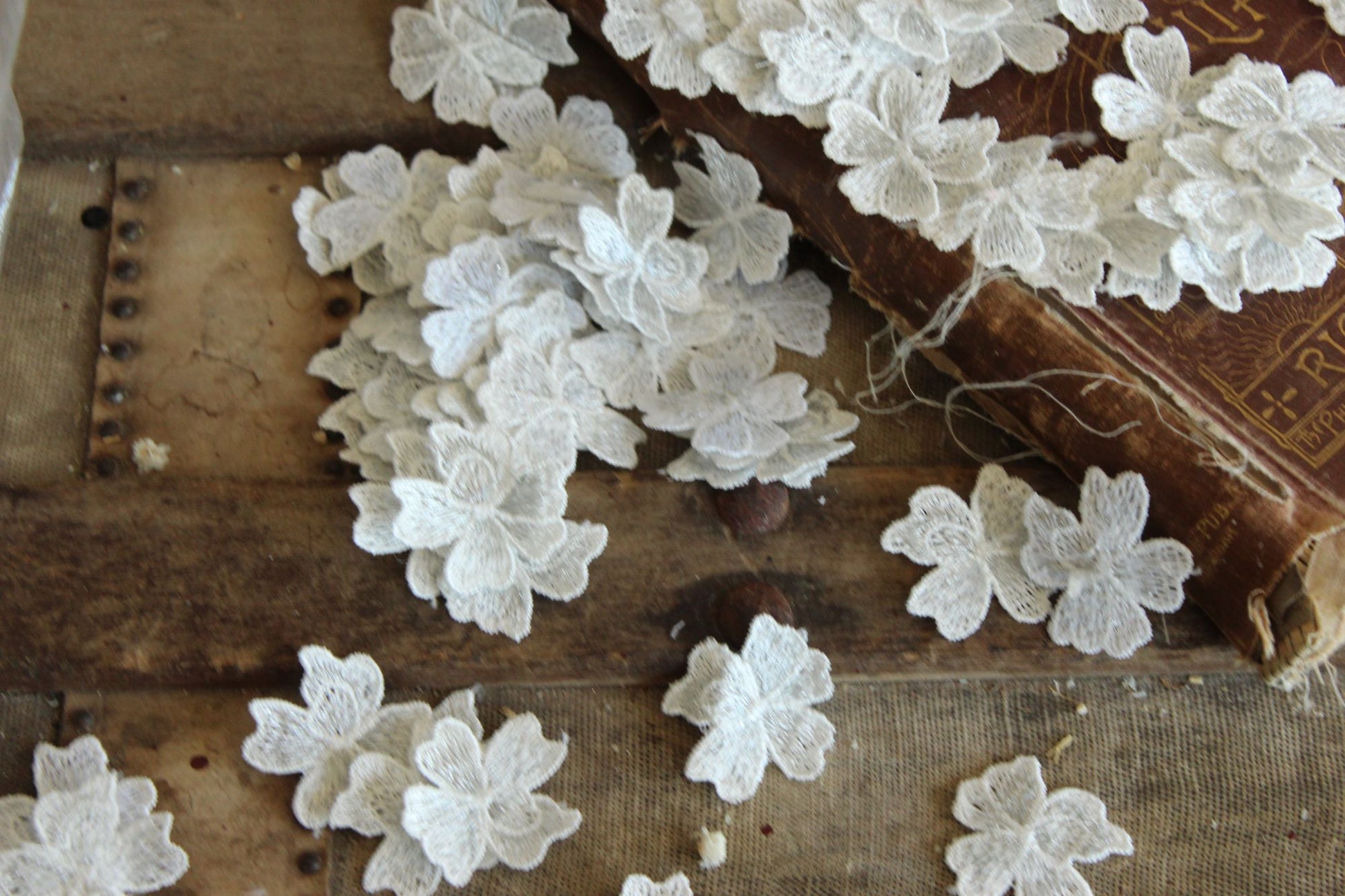 Silver Blue Flower Appliques, One Dozen ( 12), 1.5" Diameter