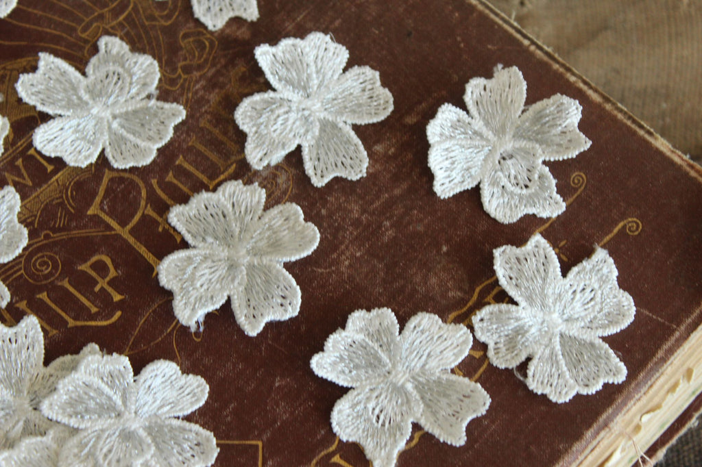 Silver Blue Flower Appliques, One Dozen ( 12), 1.5" Diameter
