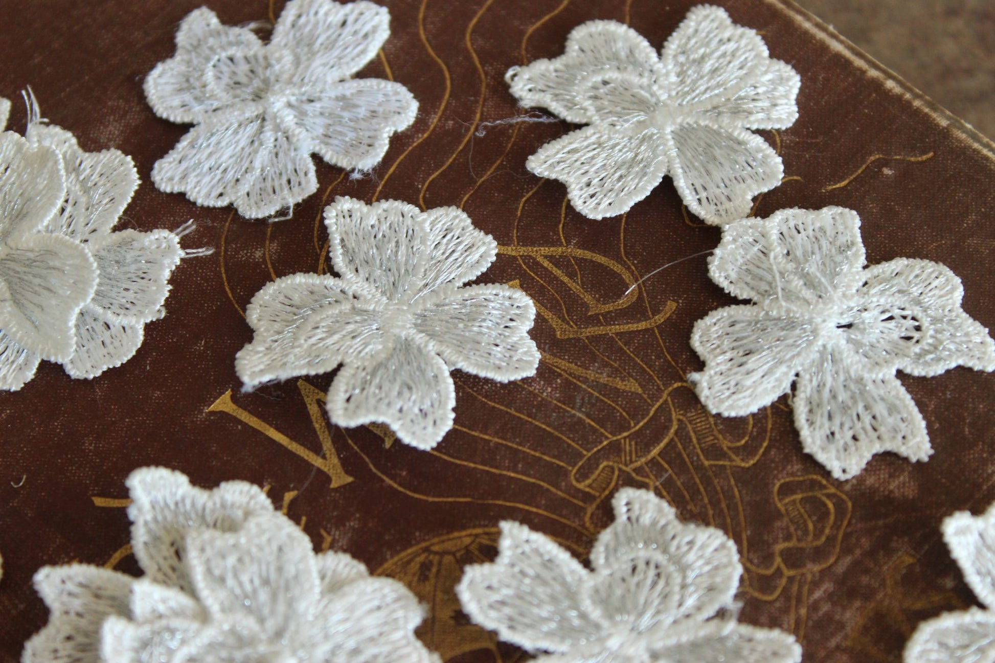 Silver Blue Flower Appliques, One Dozen ( 12), 1.5" Diameter