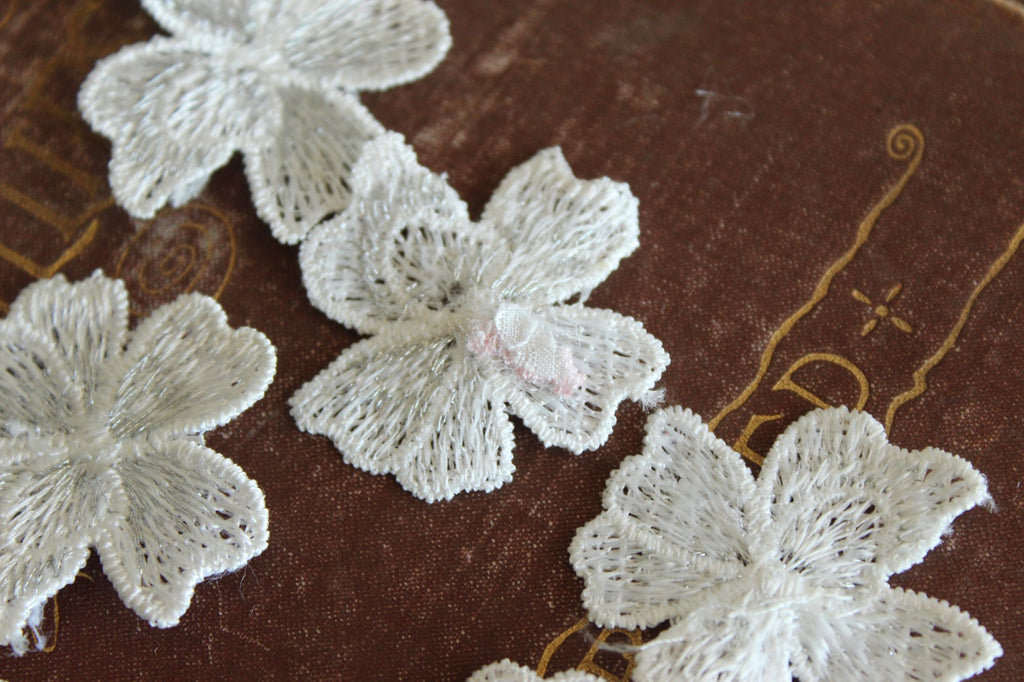 Silver Blue Flower Appliques, One Dozen ( 12), 1.5" Diameter