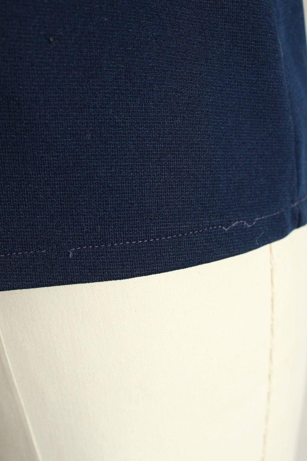 Vintage 1970s Dagger Collar Navy Blue Button Down Sleeveless Top