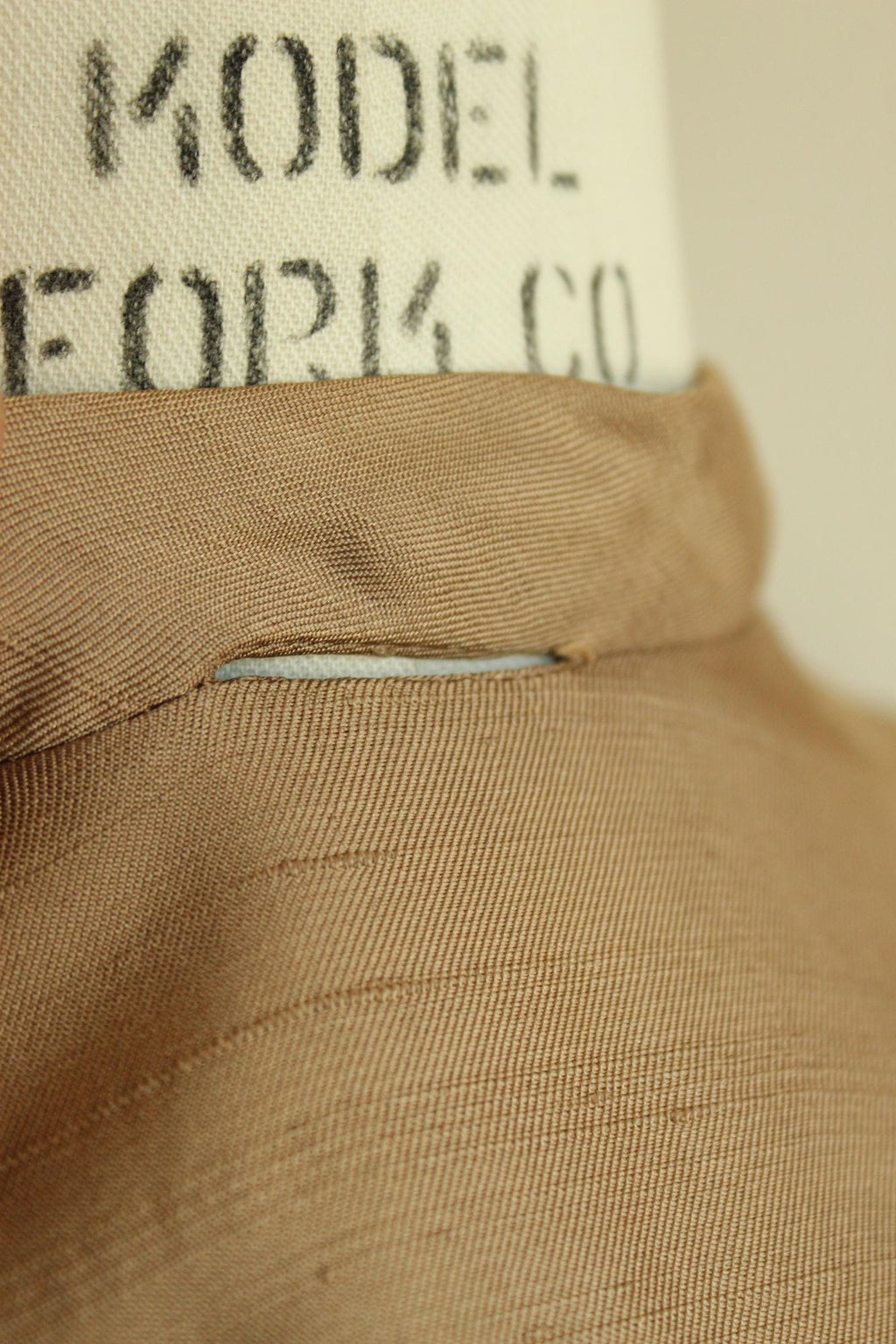 Vintage 1950s Taupe Dupioni Silk Peplum Blouse