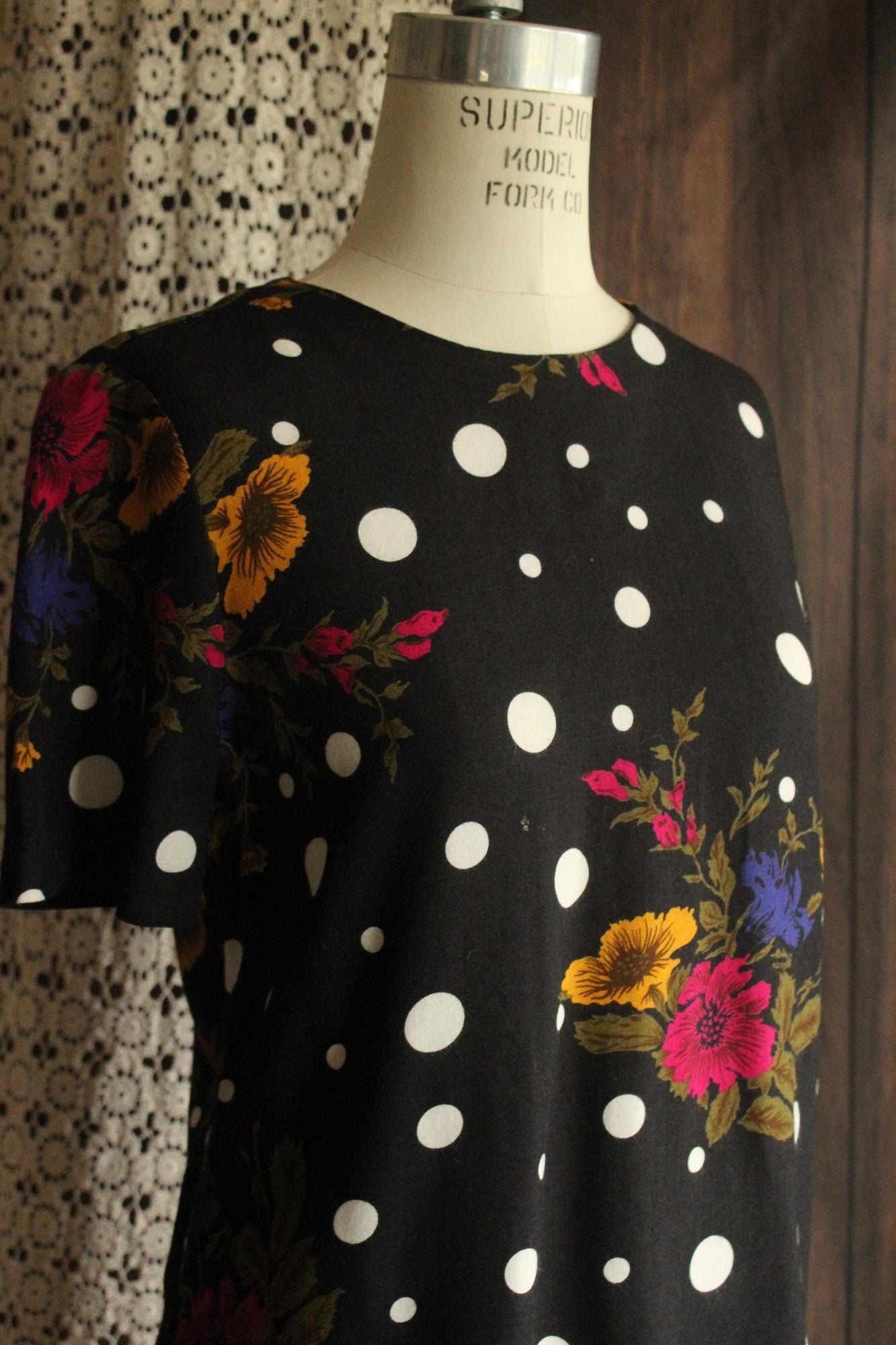 Vintage 1980s 1990s Norton McNaughton Pola Dot and Floral Top