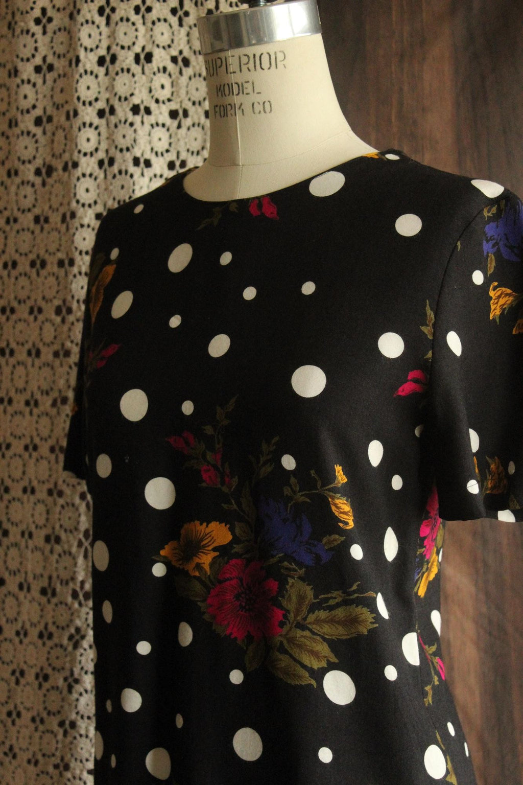Vintage 1980s 1990s Norton McNaughton Pola Dot and Floral Top