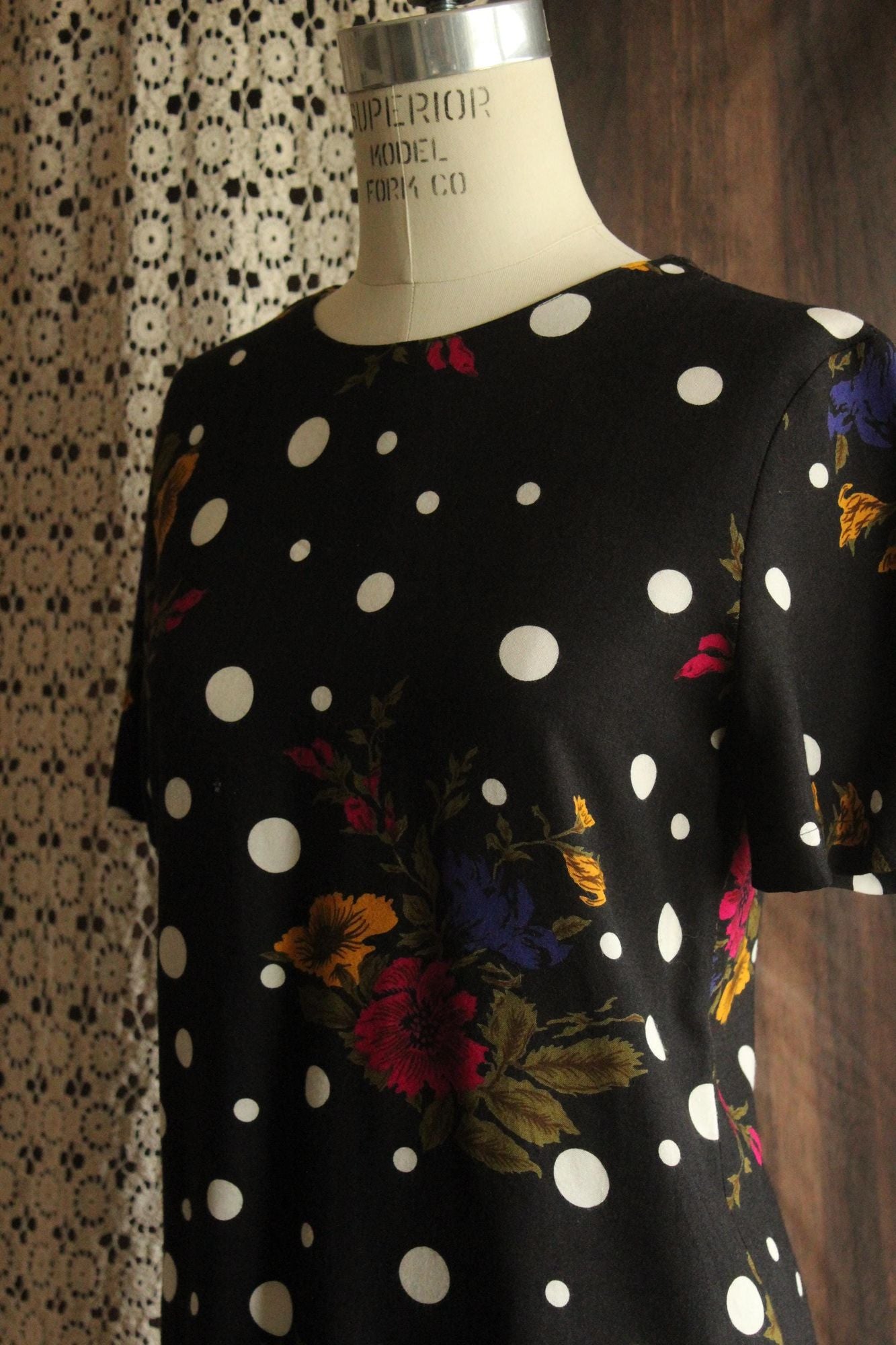 Vintage 1980s 1990s Norton McNaughton Pola Dot and Floral Top