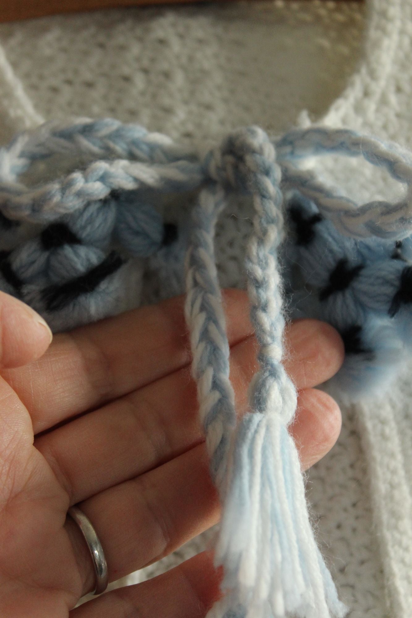 Vintage 1950s 1960s Baby Cardigan with Blue Ties