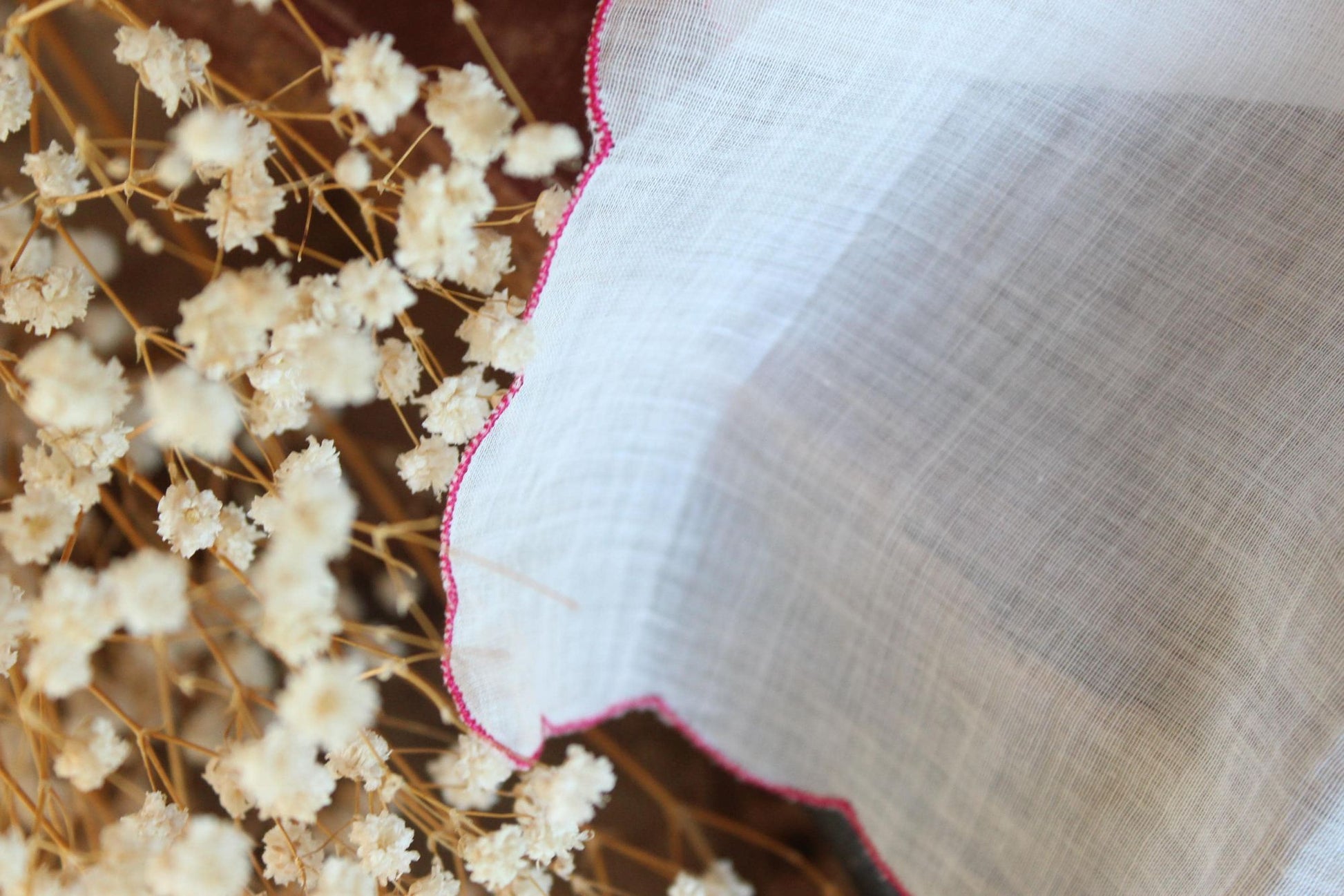 Vintage Christmas Hankie in a Silver Poinsettia Print