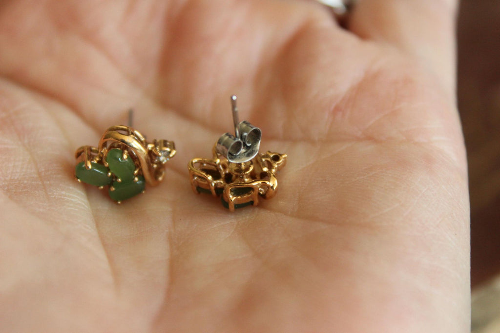 Vintage 1980s Genuine Nephrite Jade Earrings