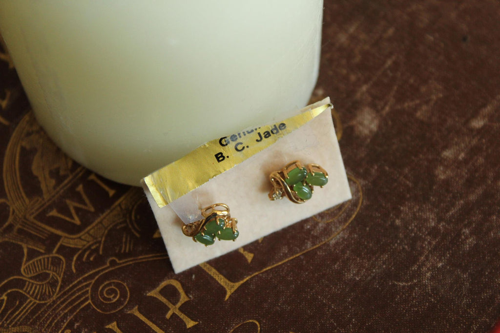 Vintage 1980s Genuine Nephrite Jade Earrings