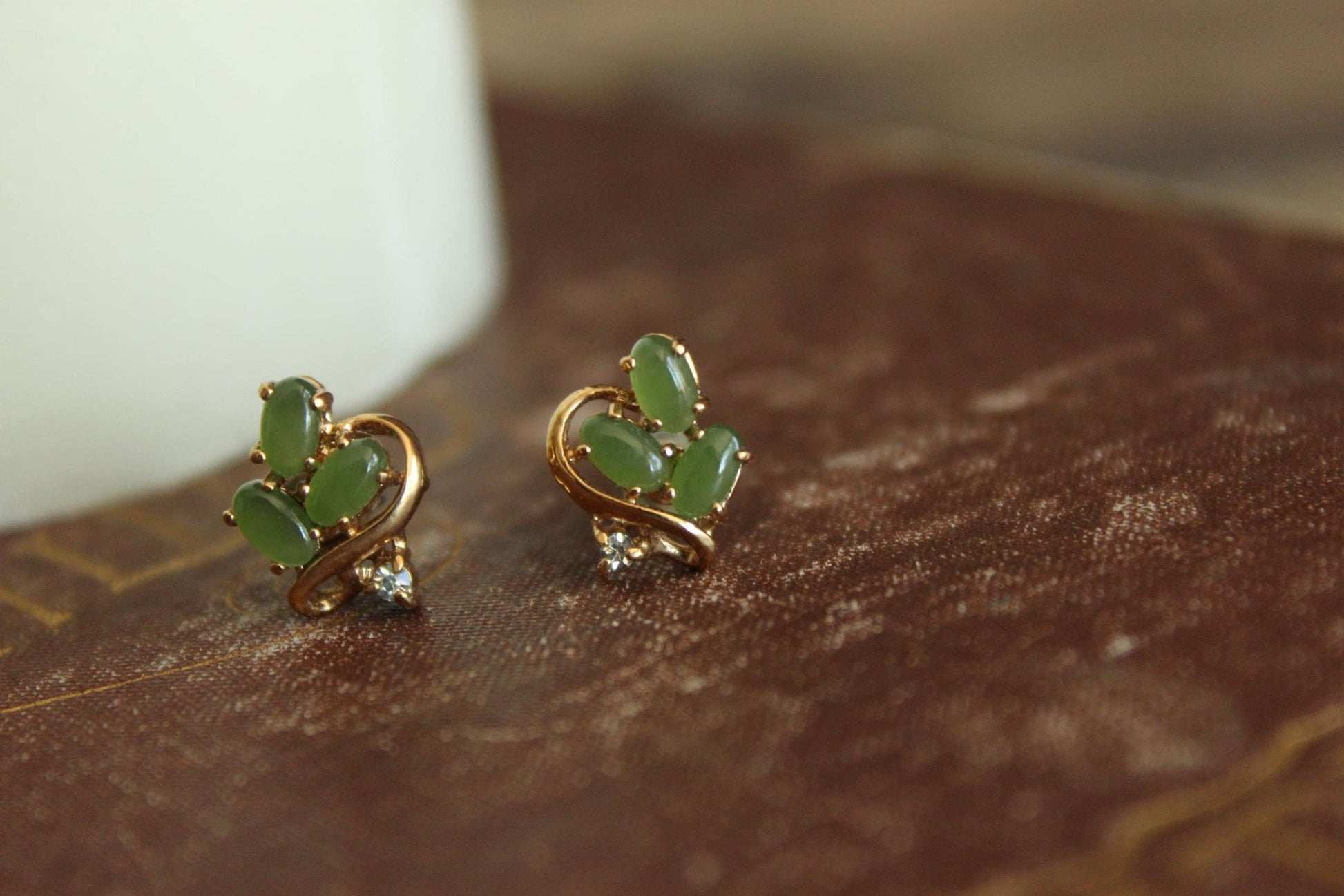 Vintage 1980s Genuine Nephrite Jade Earrings