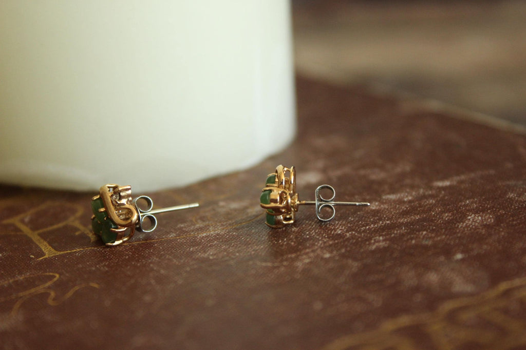 Vintage 1980s Genuine Nephrite Jade Earrings