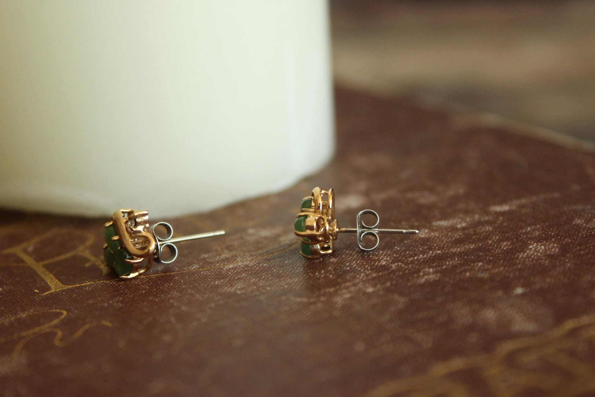 Vintage 1980s Genuine Nephrite Jade Earrings