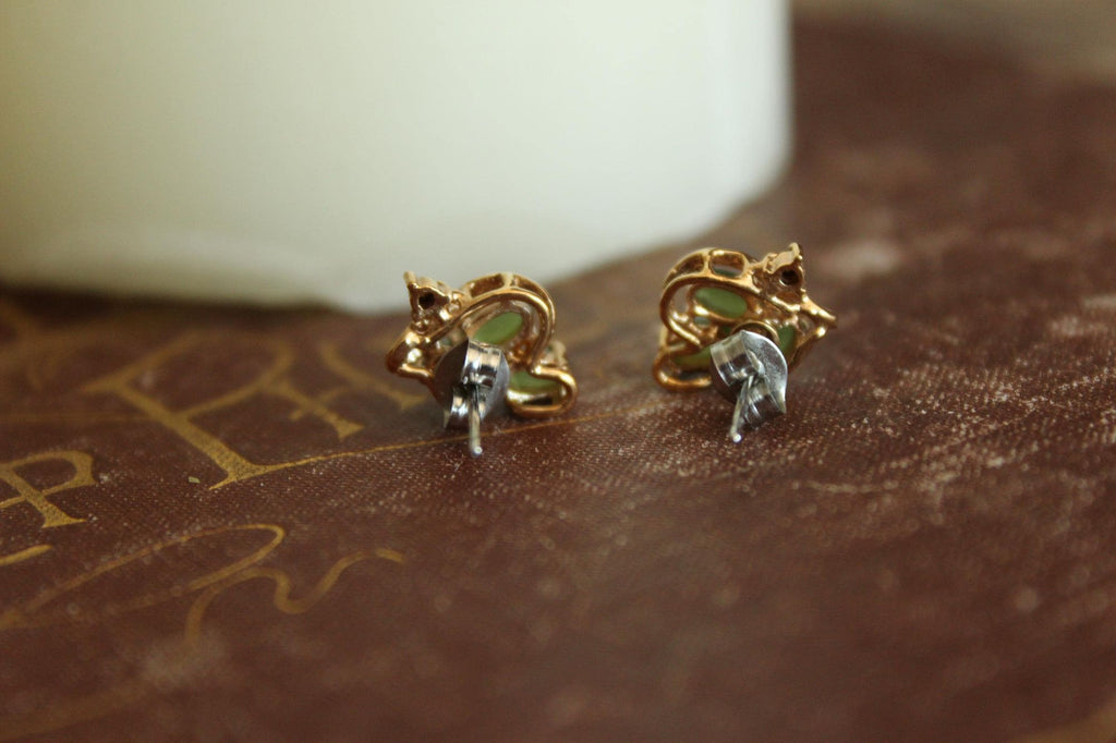 Vintage 1980s Genuine Nephrite Jade Earrings