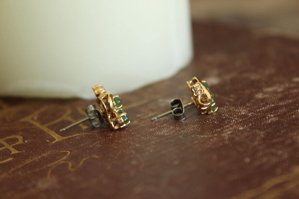 Vintage 1980s Genuine Nephrite Jade Earrings