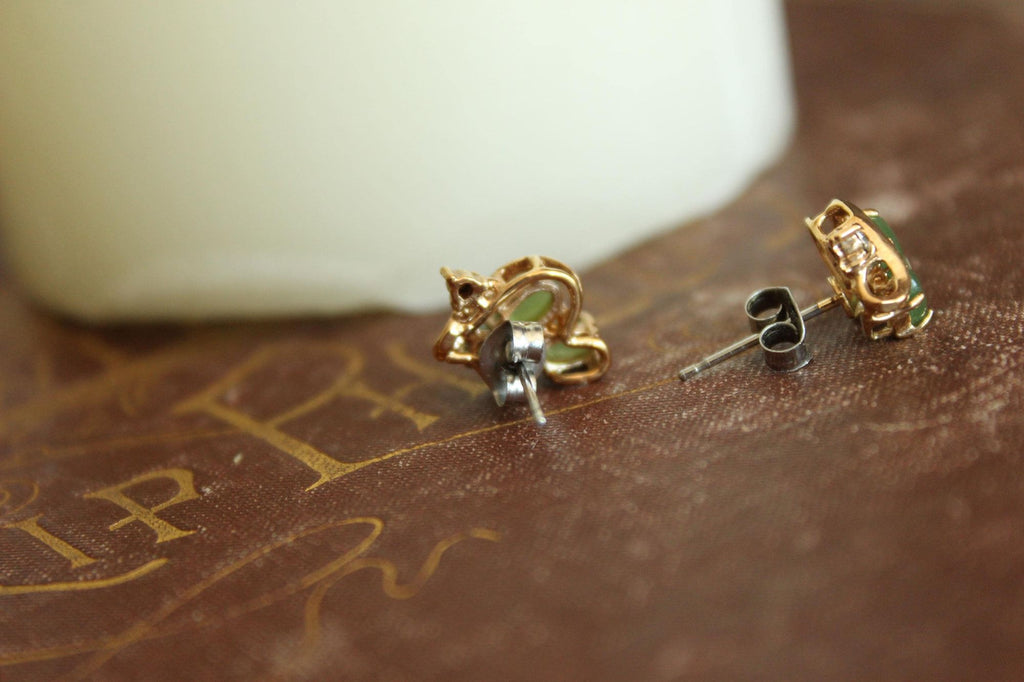 Vintage 1980s Genuine Nephrite Jade Earrings