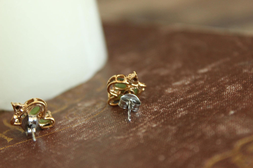 Vintage 1980s Genuine Nephrite Jade Earrings