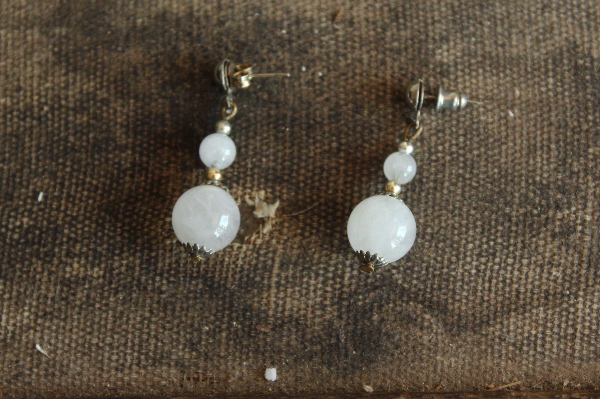 Vintage 1980s or 1990s Clear Quartz Crystal Stud Earrings