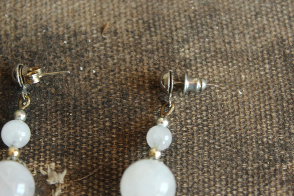 Vintage 1980s or 1990s Clear Quartz Crystal Stud Earrings