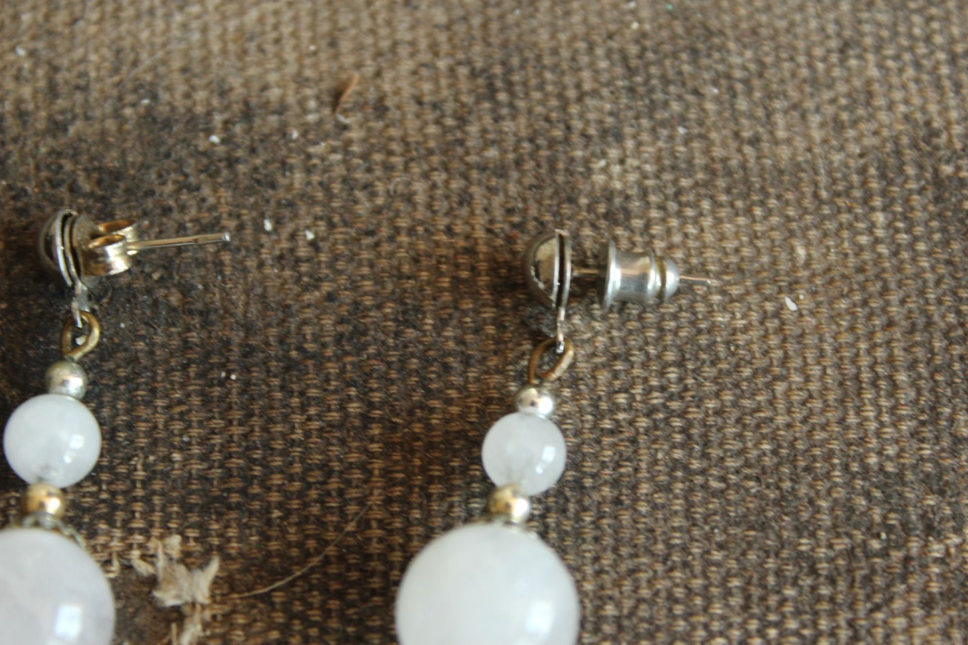 Vintage 1980s or 1990s Clear Quartz Crystal Stud Earrings