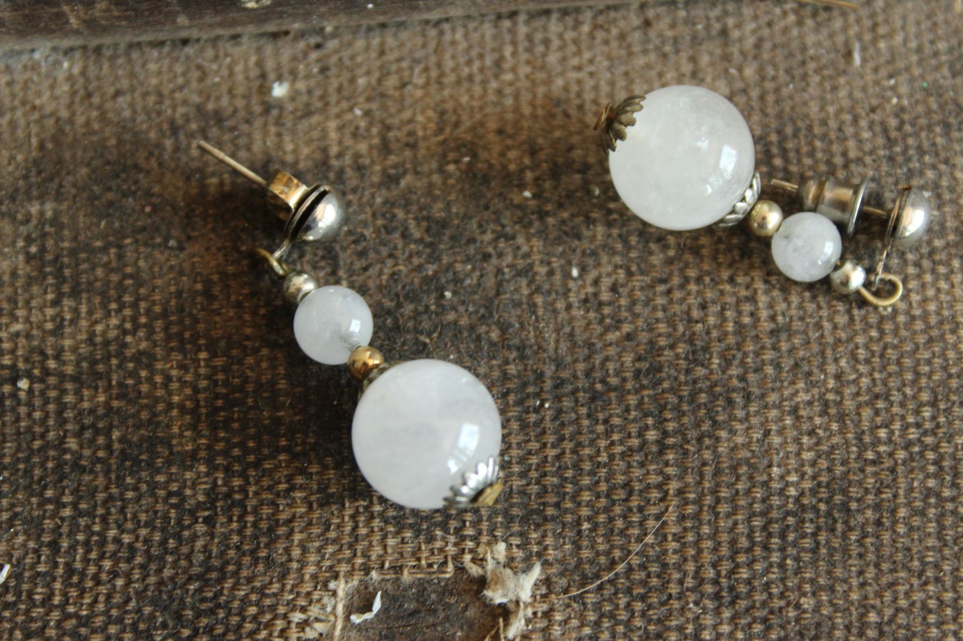 Vintage 1980s or 1990s Clear Quartz Crystal Stud Earrings