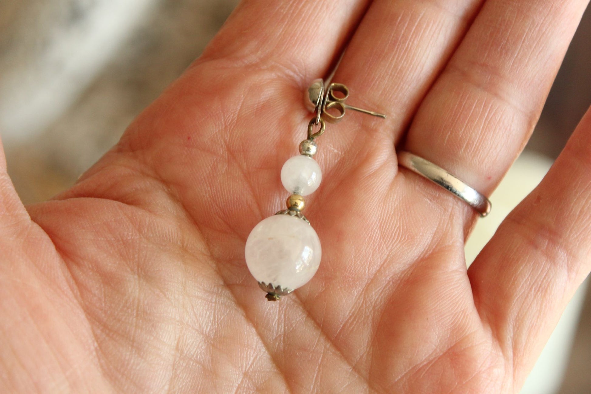 Vintage 1980s or 1990s Clear Quartz Crystal Stud Earrings