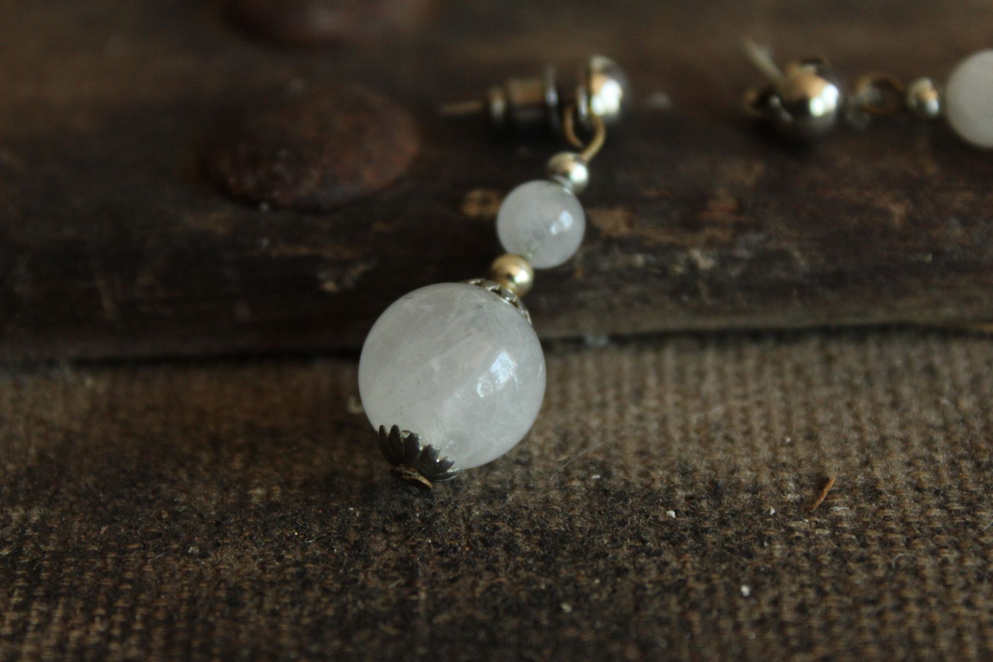 Vintage 1980s or 1990s Clear Quartz Crystal Stud Earrings