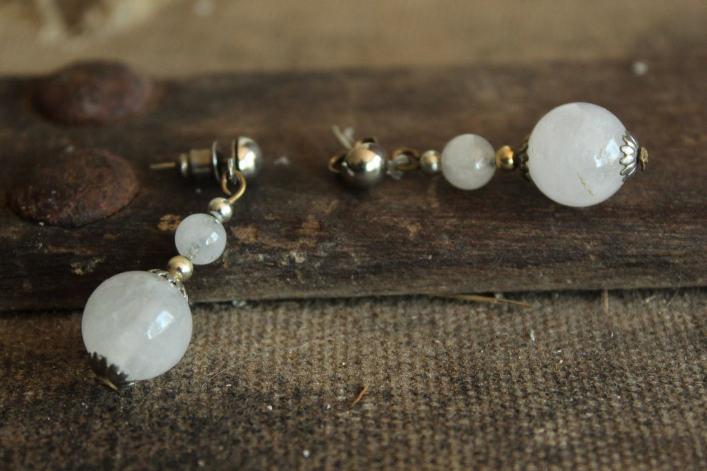 Vintage 1980s or 1990s Clear Quartz Crystal Stud Earrings