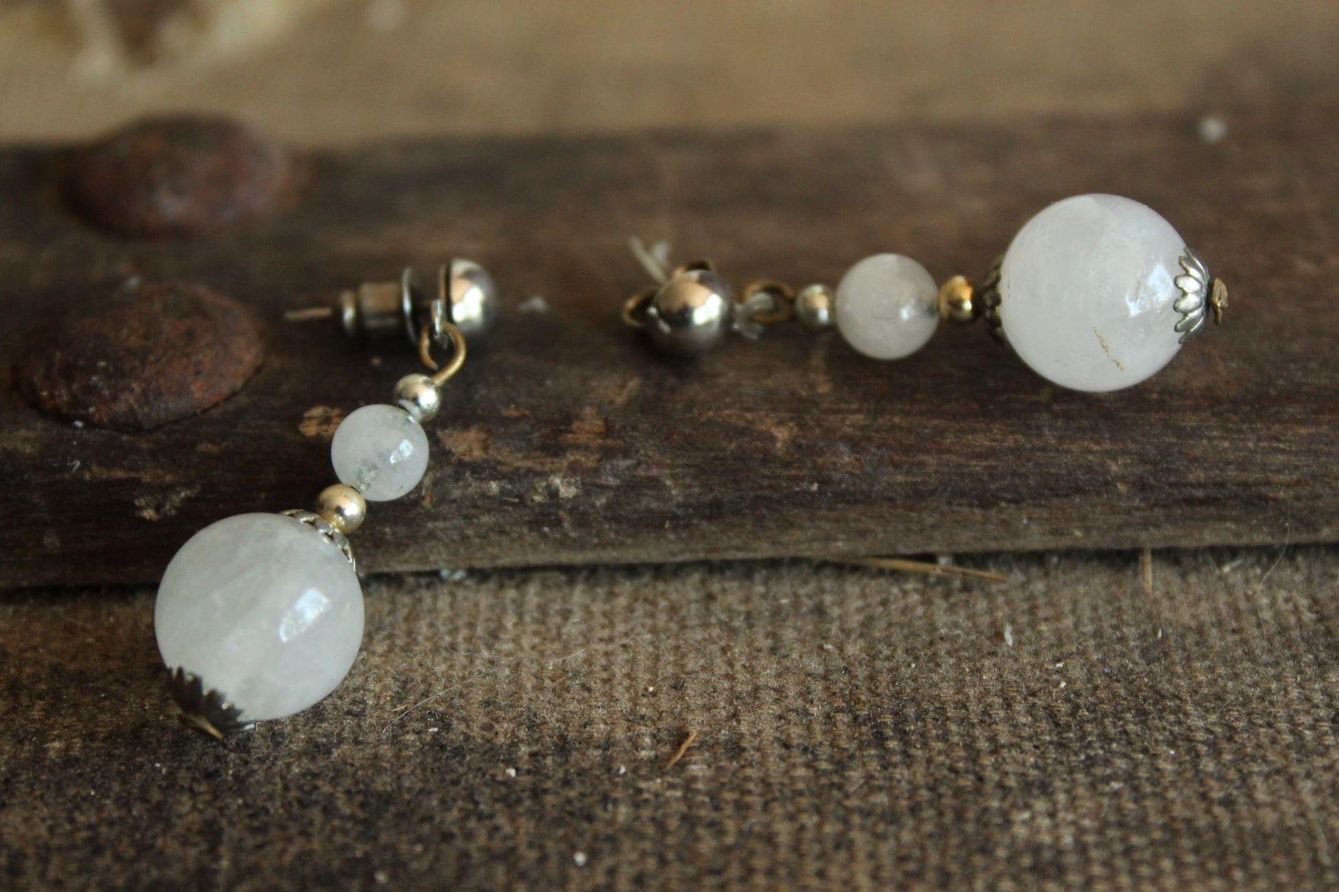 Vintage 1980s or 1990s Clear Quartz Crystal Stud Earrings