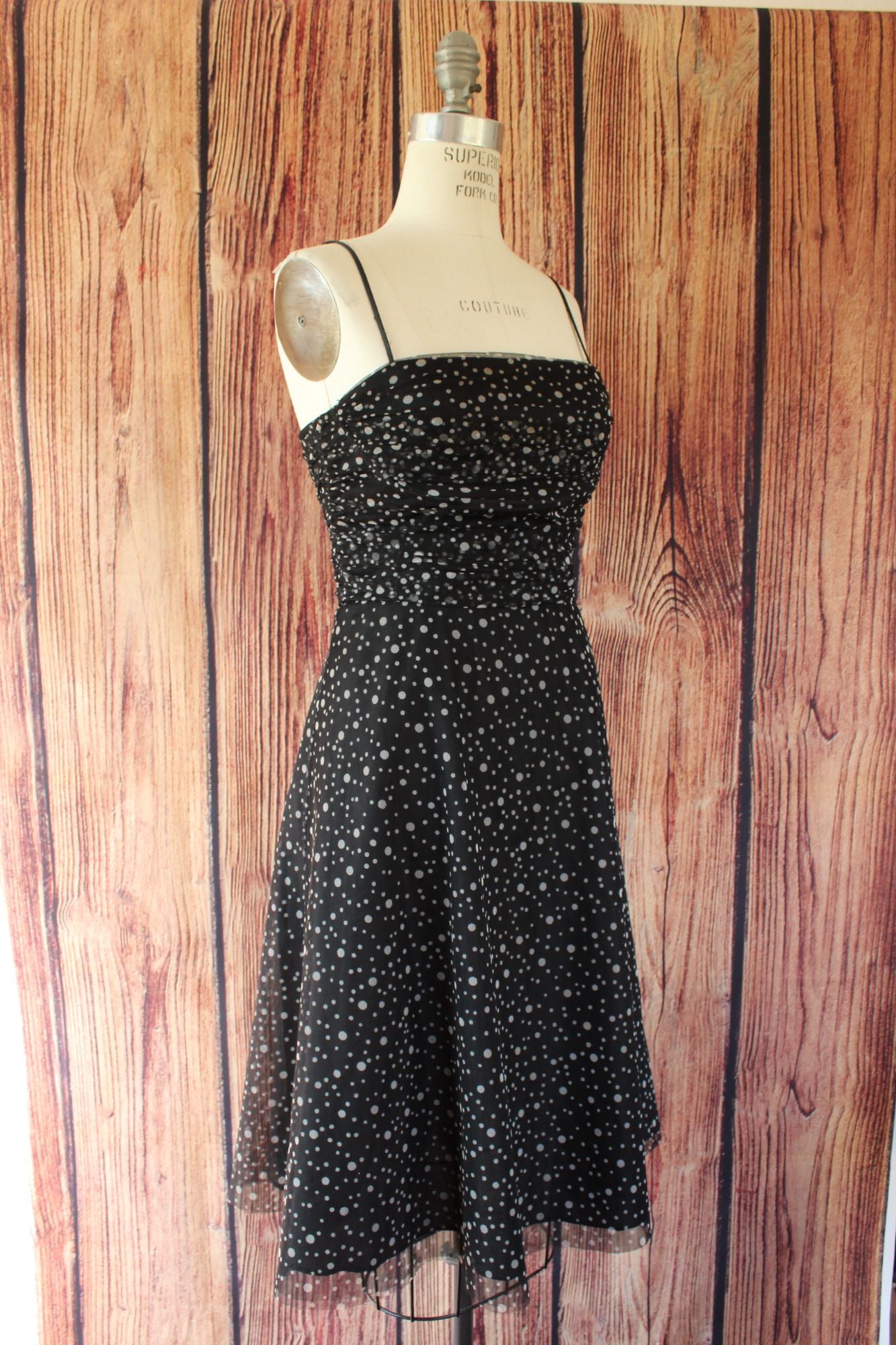 Jessica Howard Dress, Black with Gray Polkadots, Size 8 – Toadstool Farm Vintage Jessica Howard Dress, Black with Gray Polkadots, Size 8 – Toadstool Farm Vintage