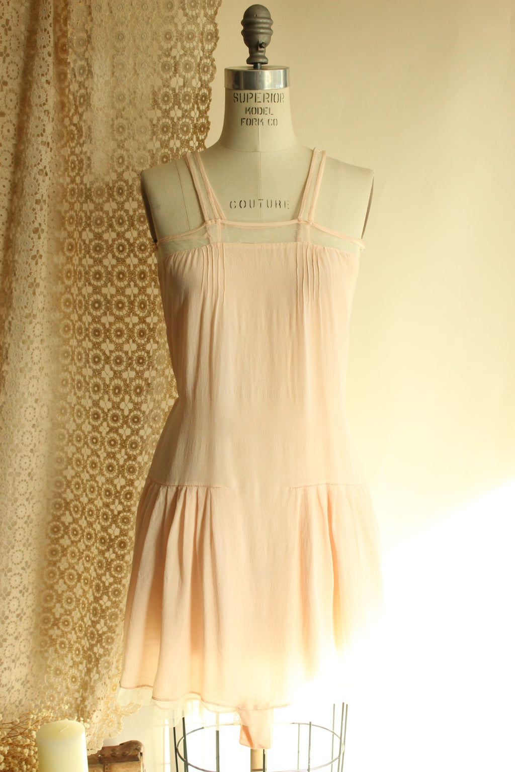 Vintage 1920s Pink Silk Step In Slip Camisole