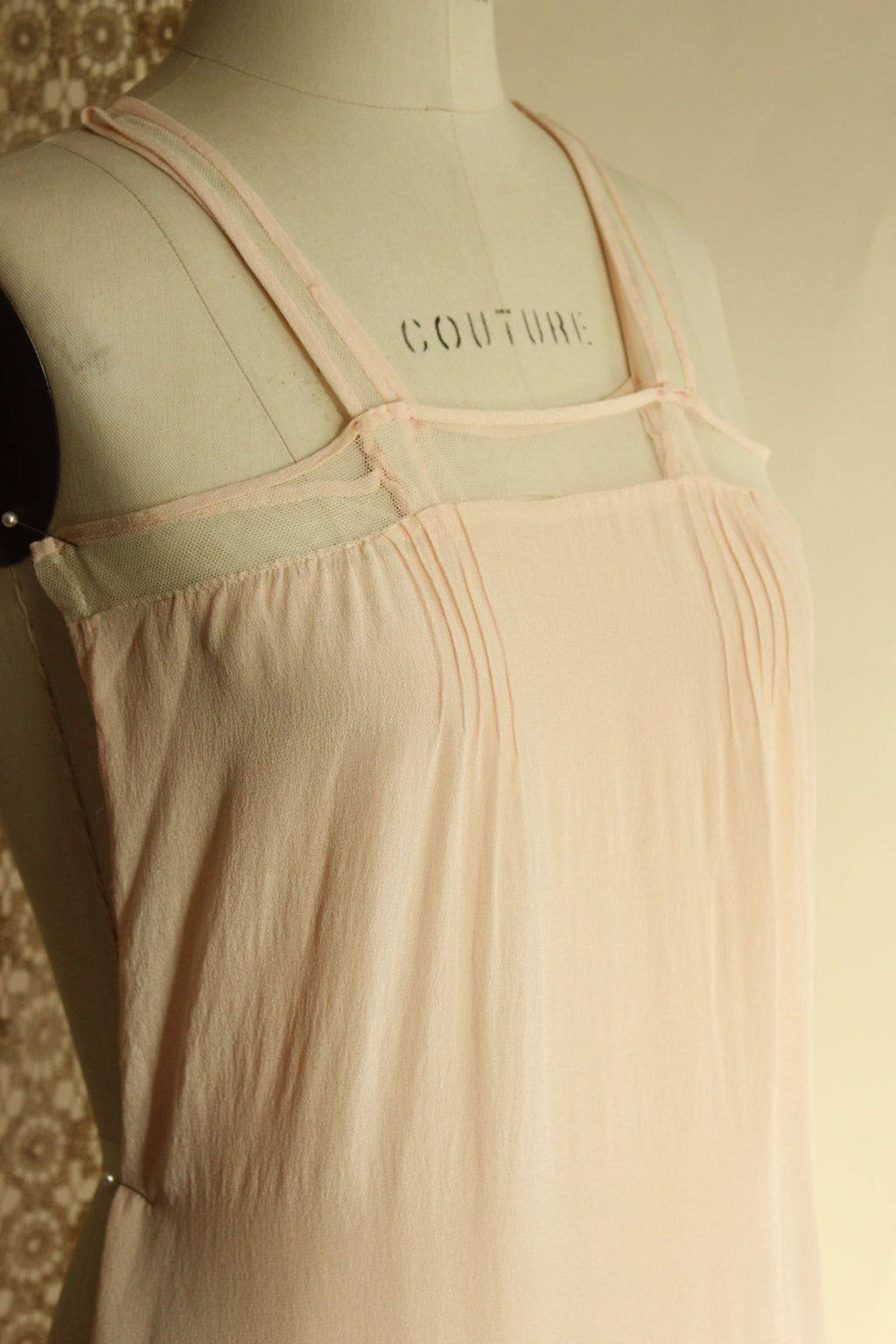Vintage 1920s Pink Silk Step In Slip Camisole