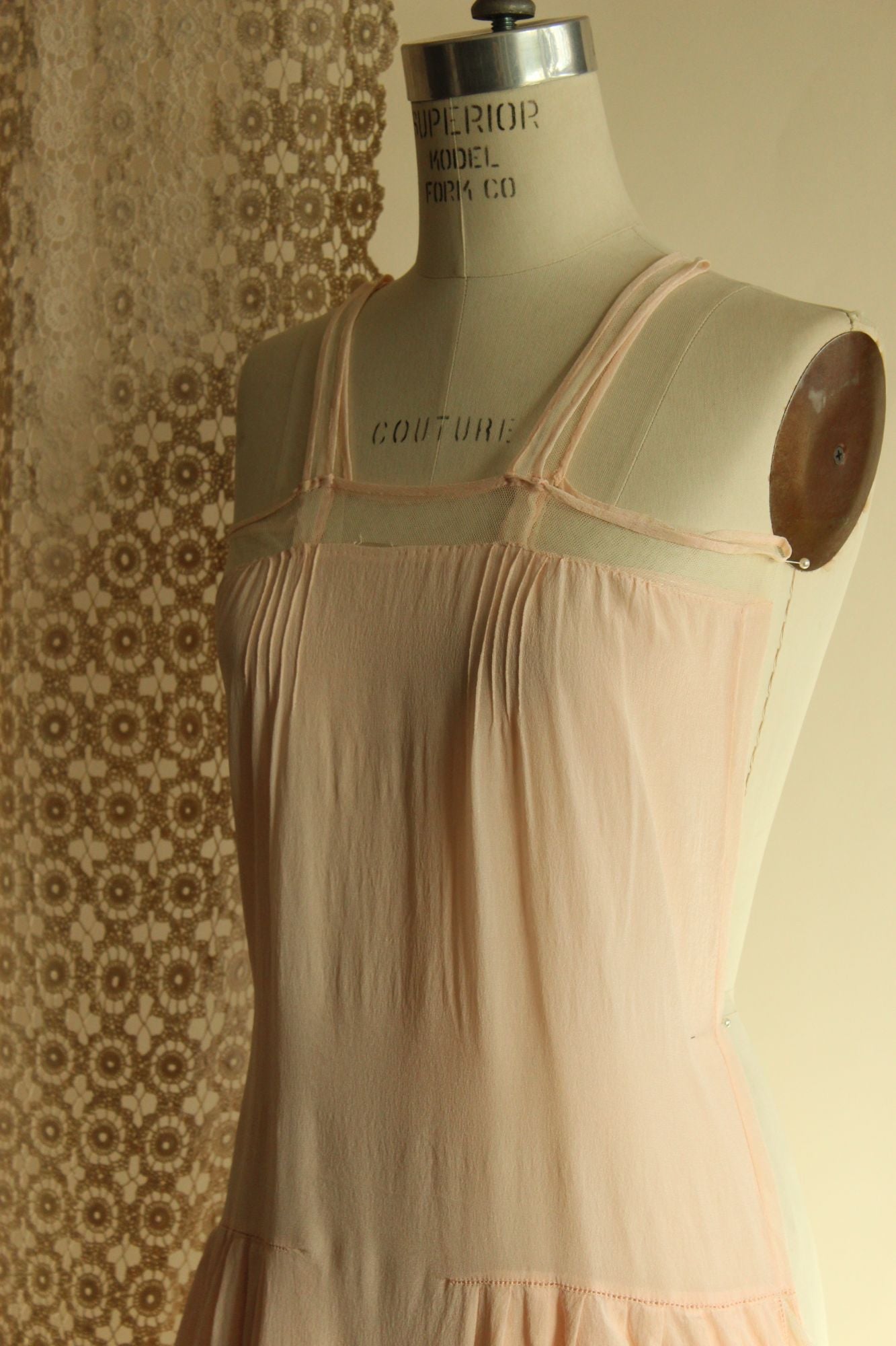 Vintage 1920s Pink Silk Step In Slip Camisole