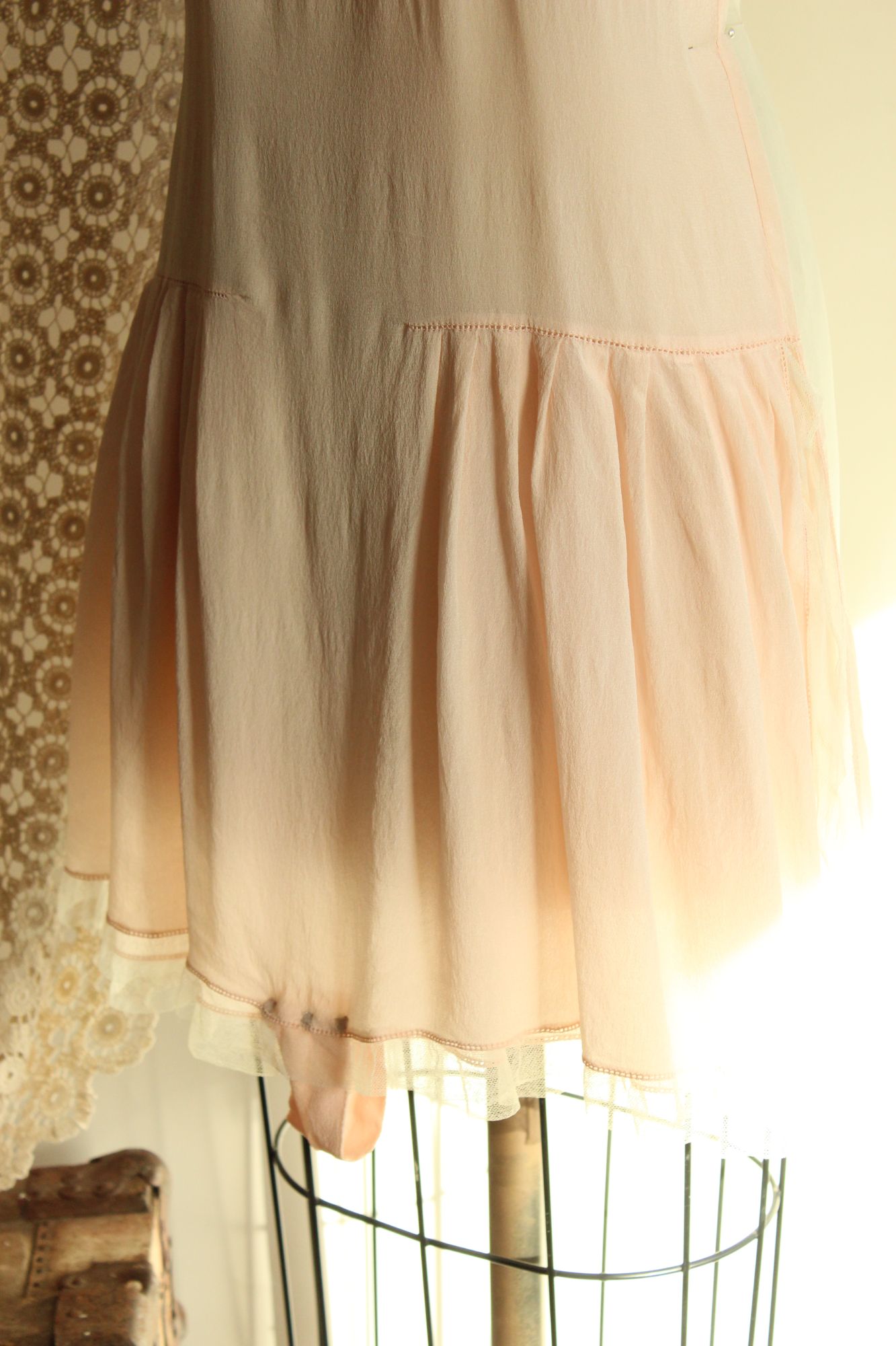 Vintage 1920s Pink Silk Step In Slip Camisole