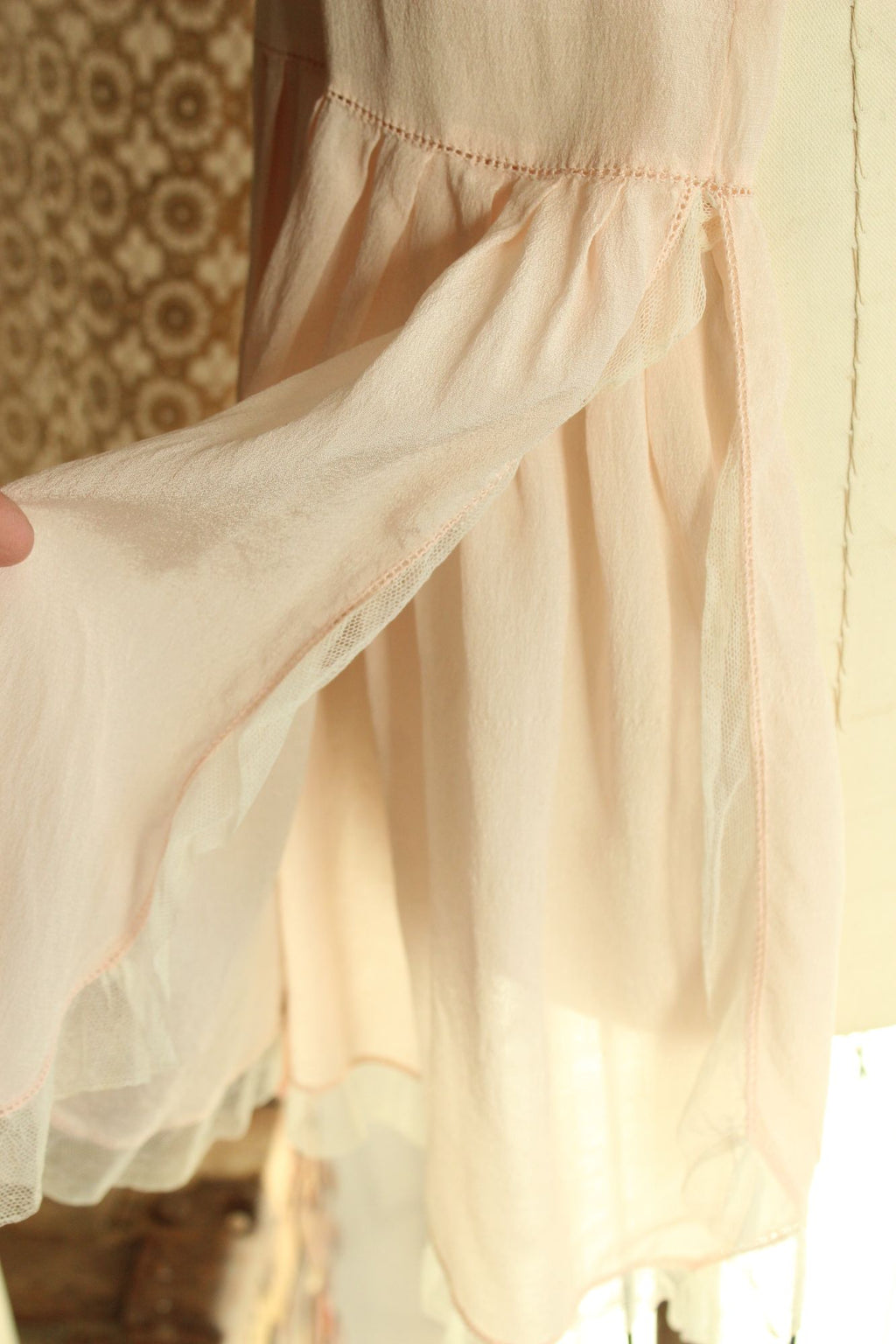 Vintage 1920s Pink Silk Step In Slip Camisole