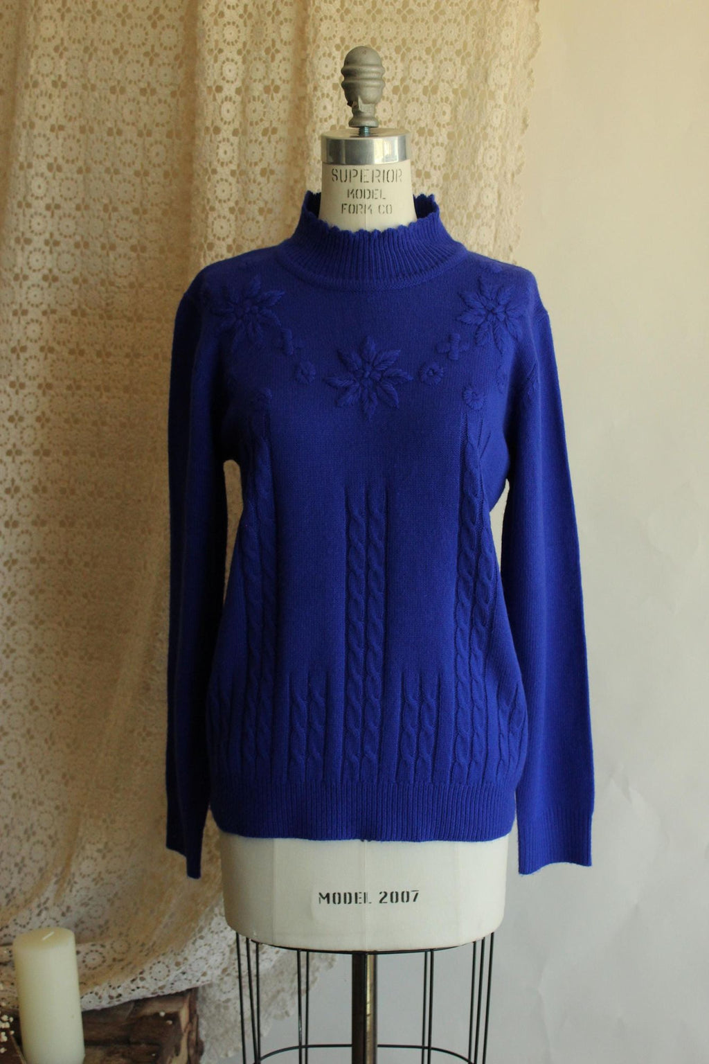 Vintage 1990s Salon Studio Royal Blue Acrylic Sweater