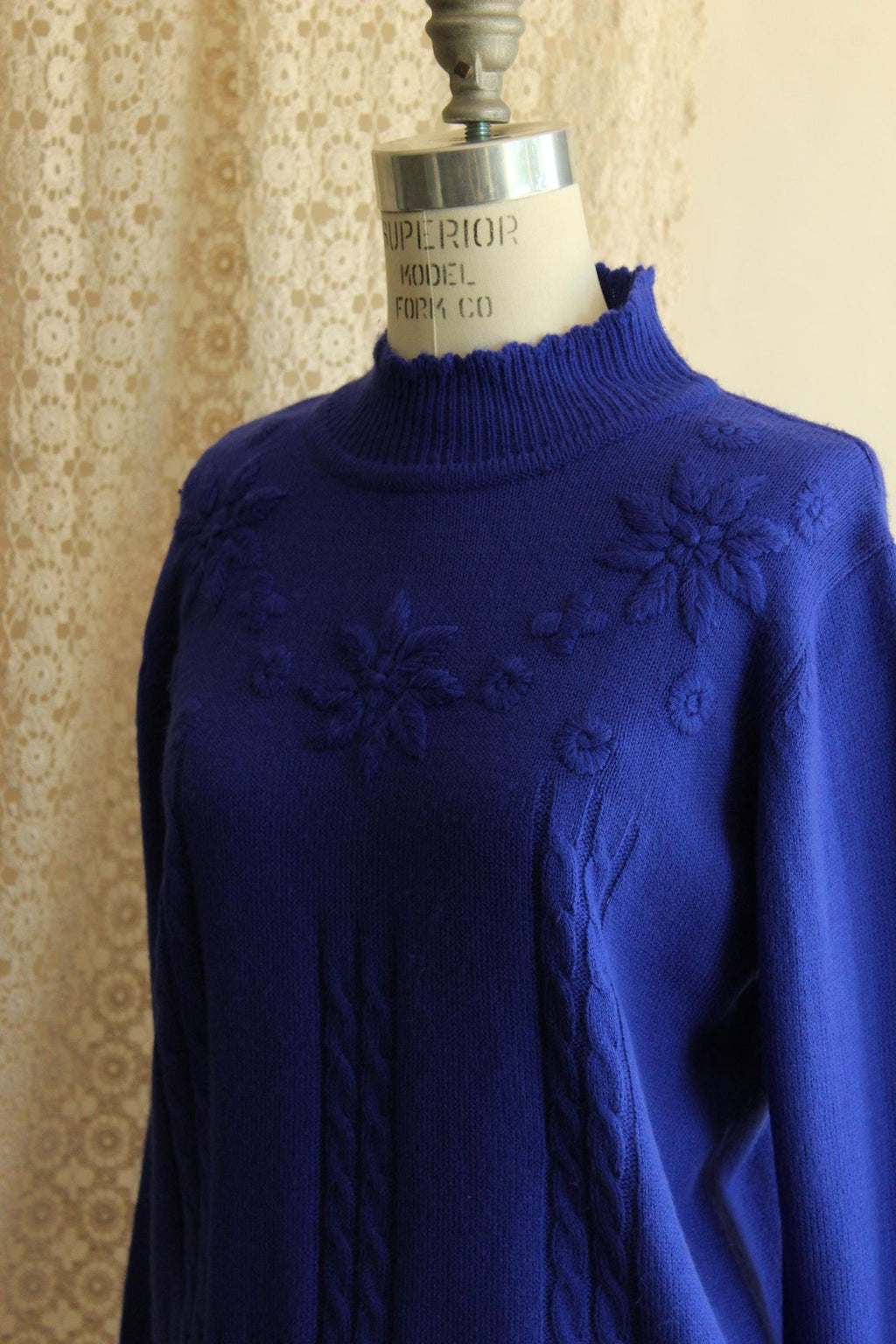Vintage 1990s Salon Studio Royal Blue Acrylic Sweater