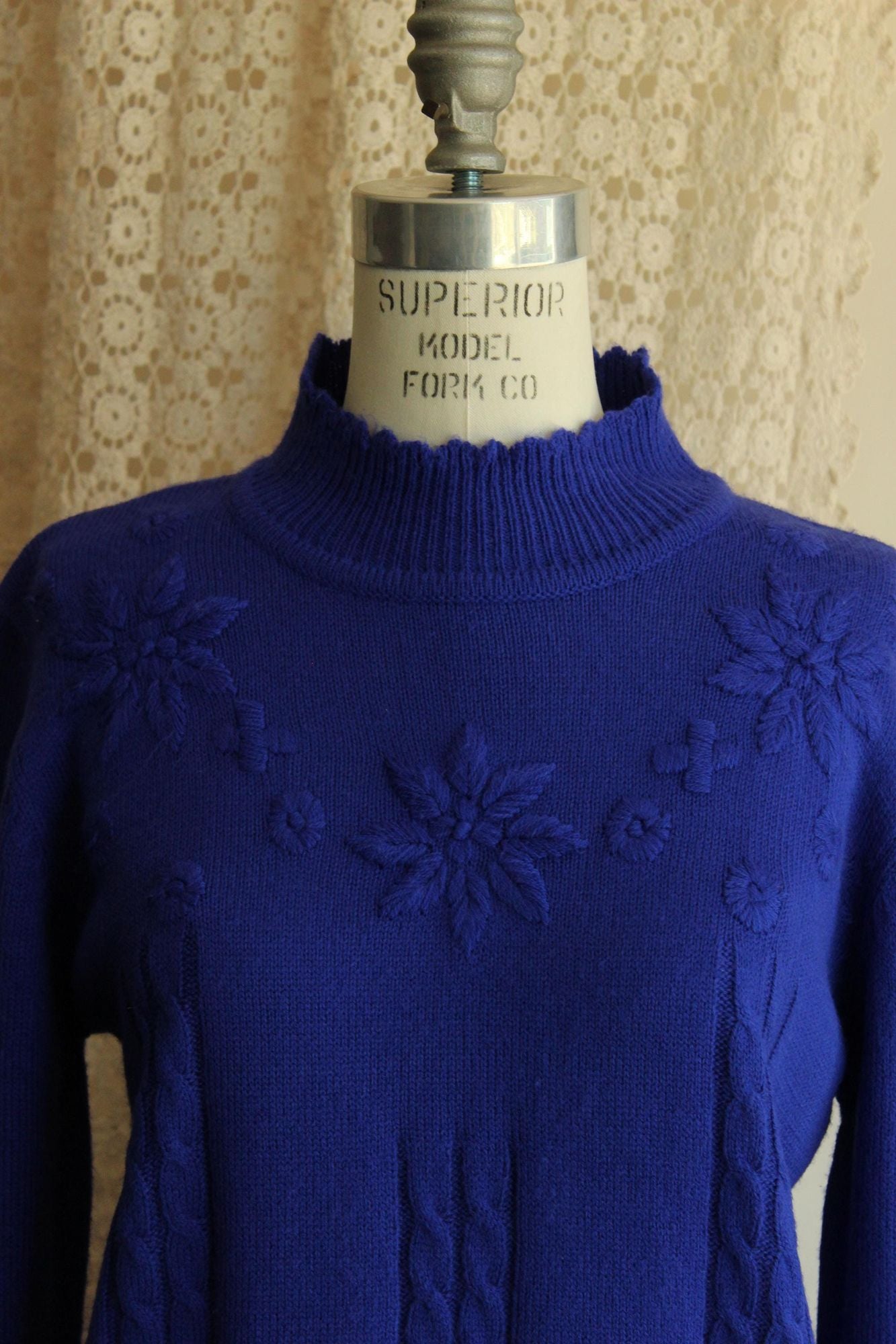 Vintage 1990s Salon Studio Royal Blue Acrylic Sweater