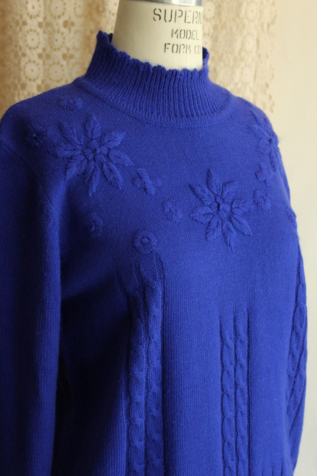 Vintage 1990s Salon Studio Royal Blue Acrylic Sweater