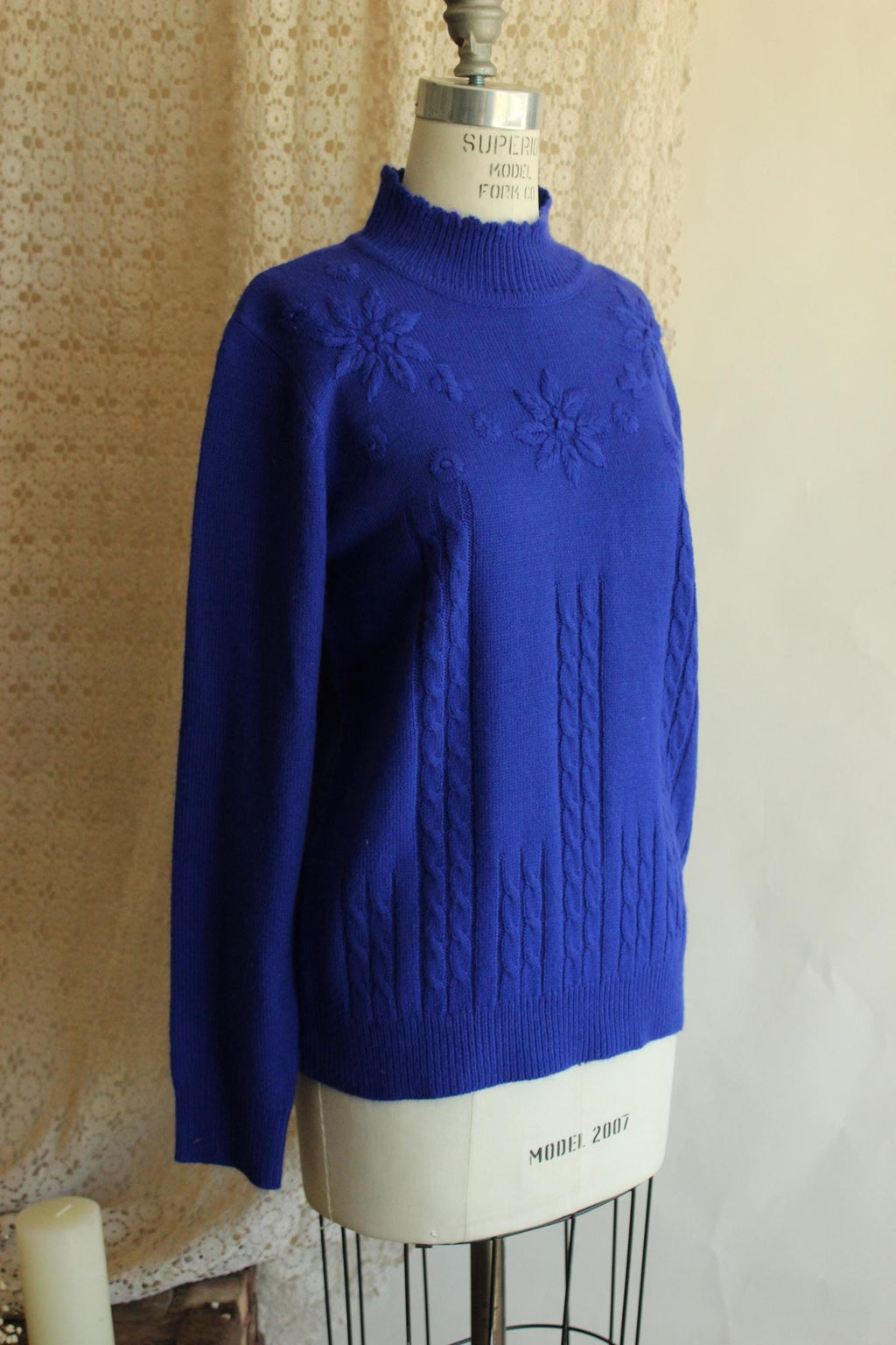 Vintage 1990s Salon Studio Royal Blue Acrylic Sweater